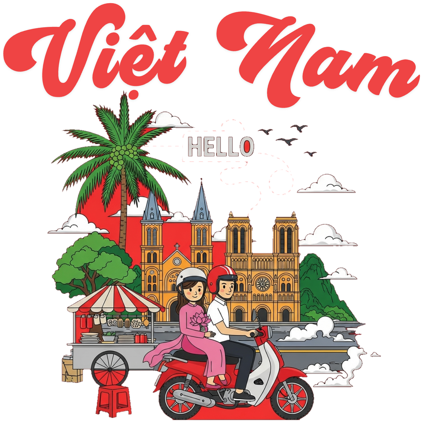 Áo Thun Việt Nam Street Culture Doodle Art Sáng Tạo - 010426-14-09-HFL