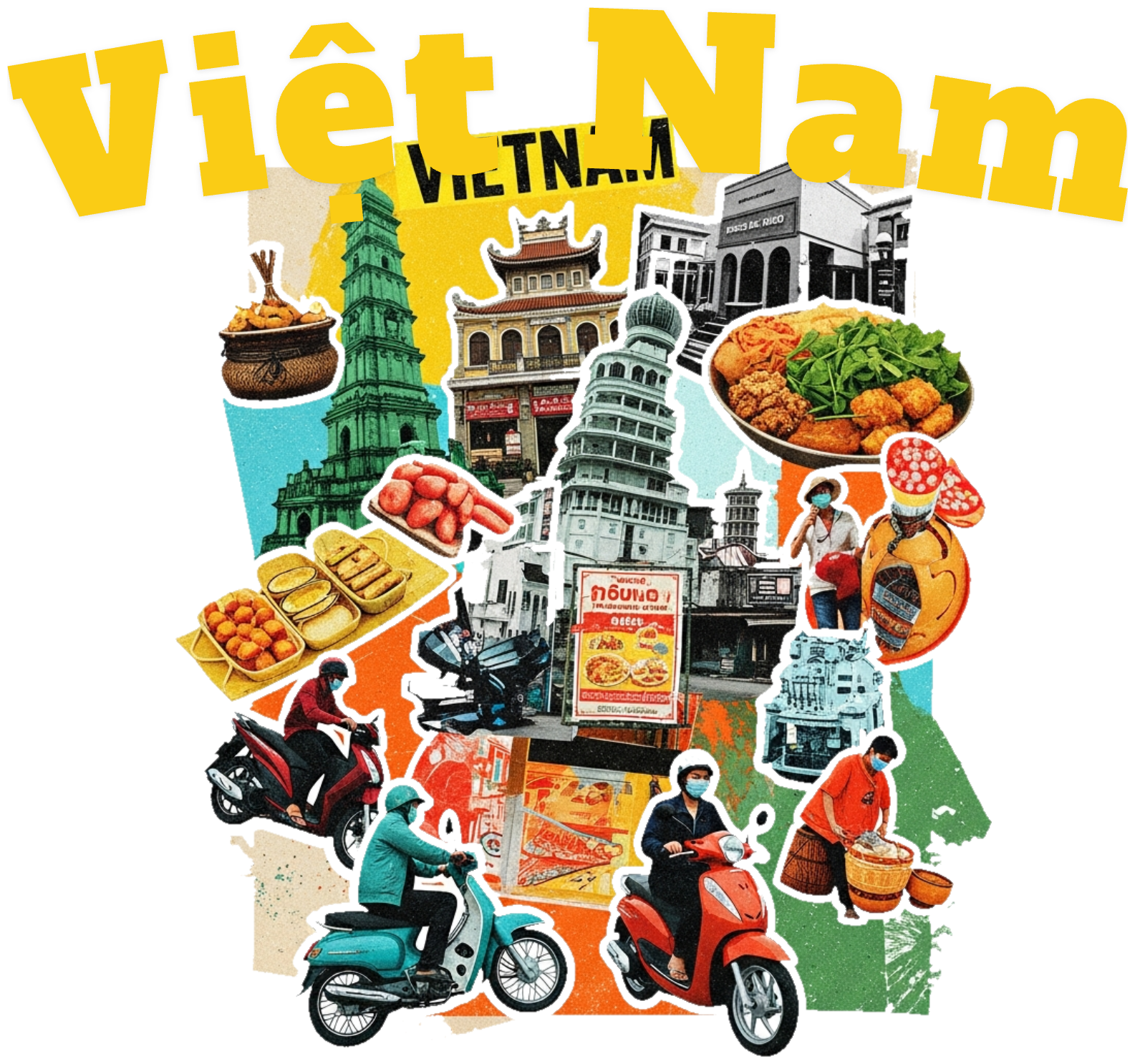 Áo Thun Đen Việt Nam Streetwear Collage Nghệ Thuật - 010426-14-12-ZSK