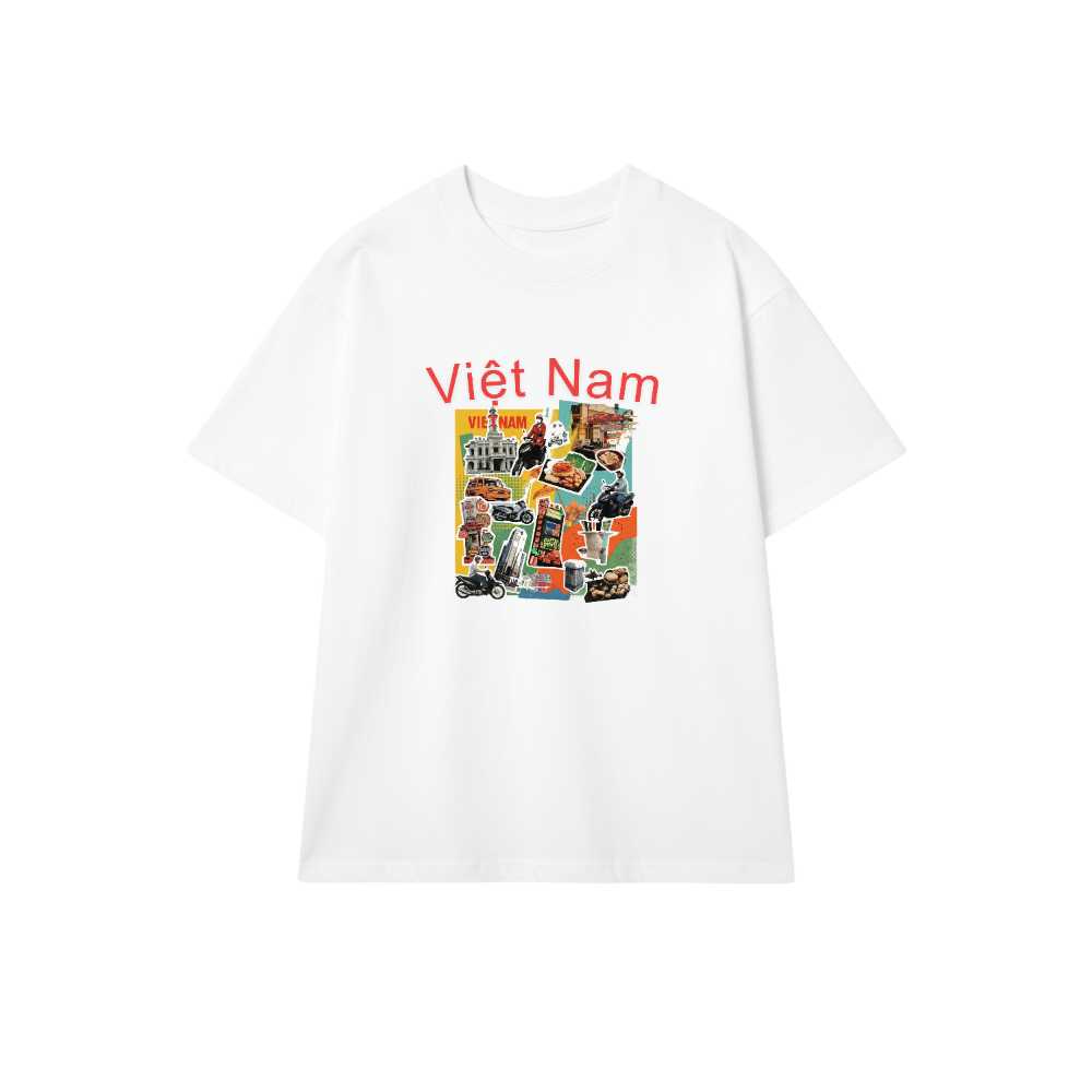 Áo Thun Trắng In Hình Việt Nam Streetwear Collage - 010426-14-20-QIE
