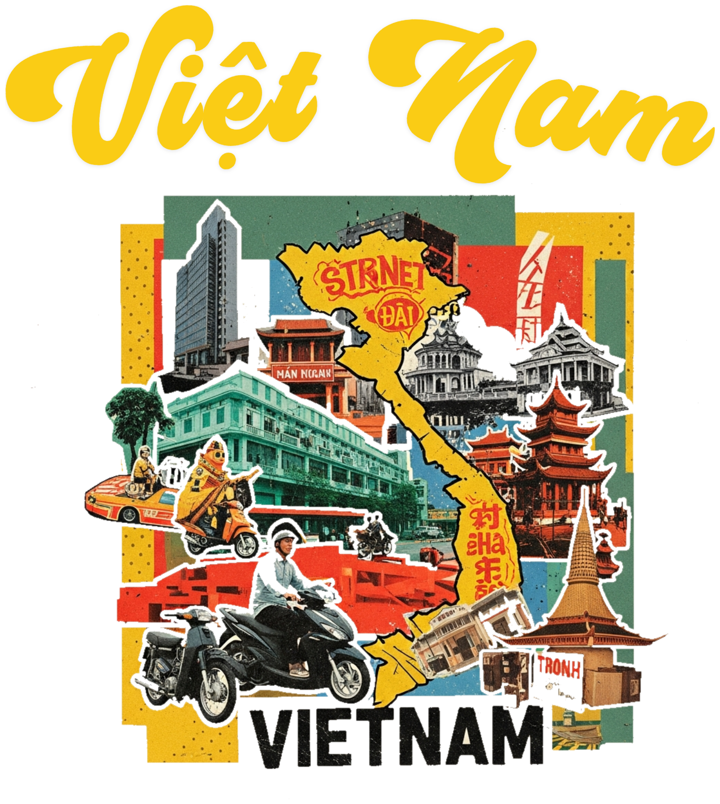 Áo Thun Streetwear Việt Nam Thiết Kế Collage Độc Đáo - 010426-14-25-AEO