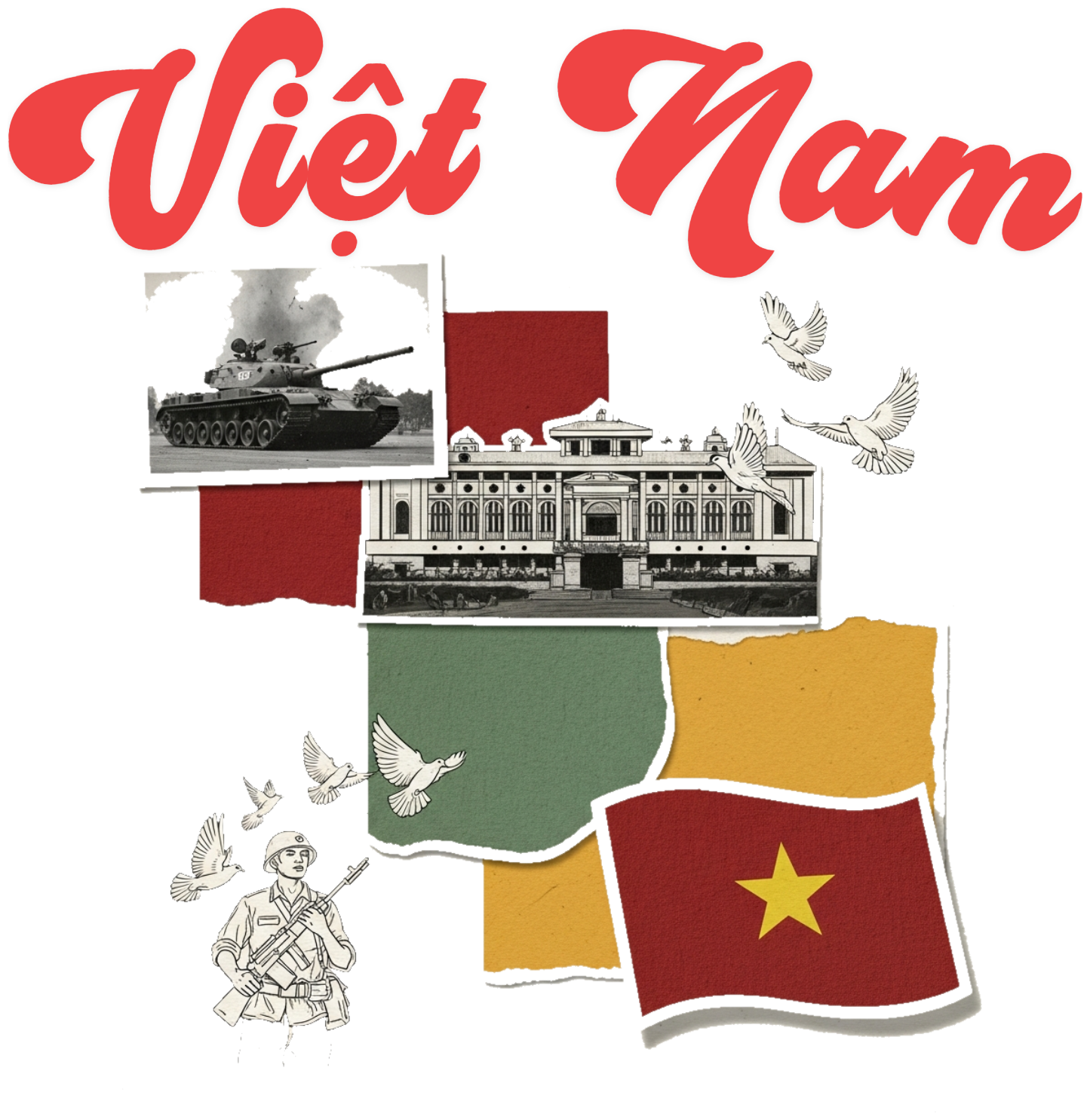 Áo Thun Việt Nam Phong Cách Scrapbook Collage Vintage - 010426-15-06-YJN