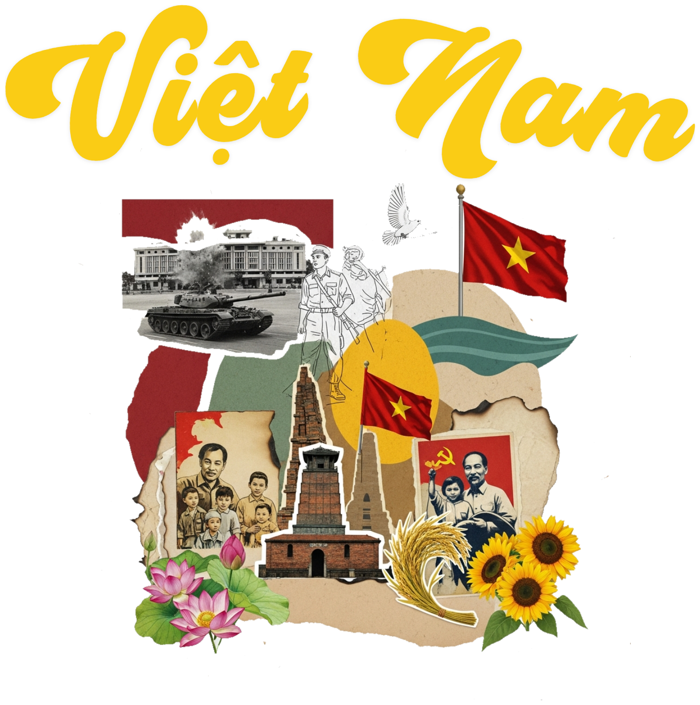 Áo Thun Đen Việt Nam Phong Cách Scrapbook Vintage - 010426-15-12-MVV