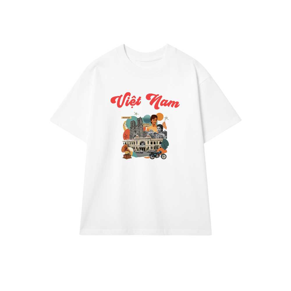 Áo Thun Trắng Việt Nam Saigon Retro Vintage Cao Cấp - 010426-15-32-PPB