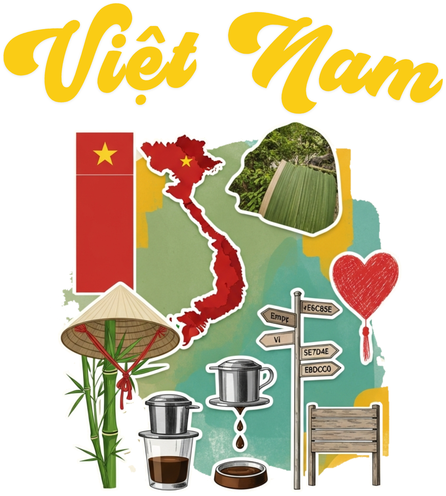 Áo Thun Đỏ In Slogan Việt Nam Collage Art - 010426-16-08-ODU