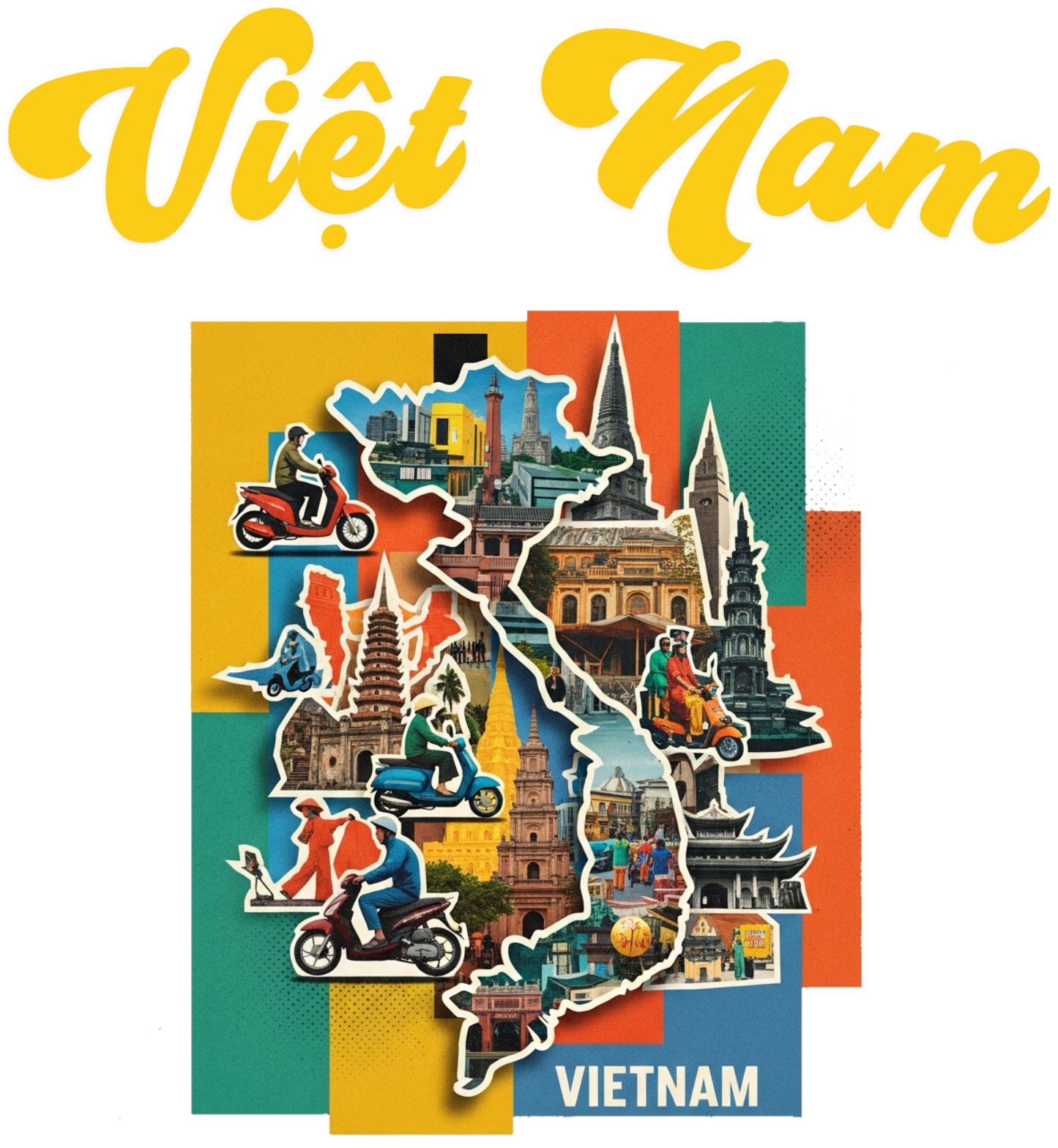 Áo Thun Đỏ Việt Nam Retro Collage Streetwear - 010426-16-38-RIX