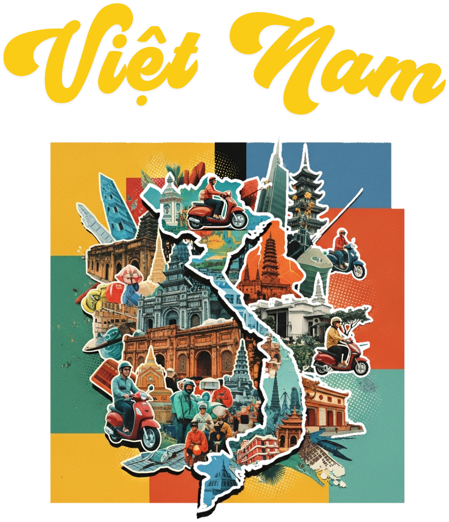 Áo Thun Streetwear Việt Nam Retro Collage Cao Cấp - 010426-16-43-HSJ