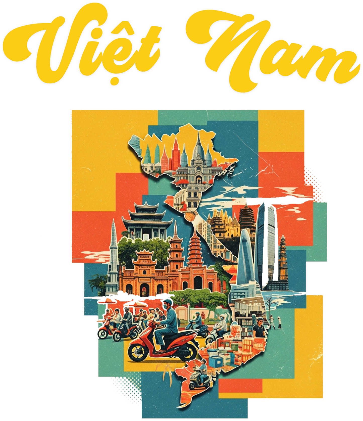 Áo Thun Streetwear Việt Nam Retro Collage Độc Đáo - 010426-16-43-IQW