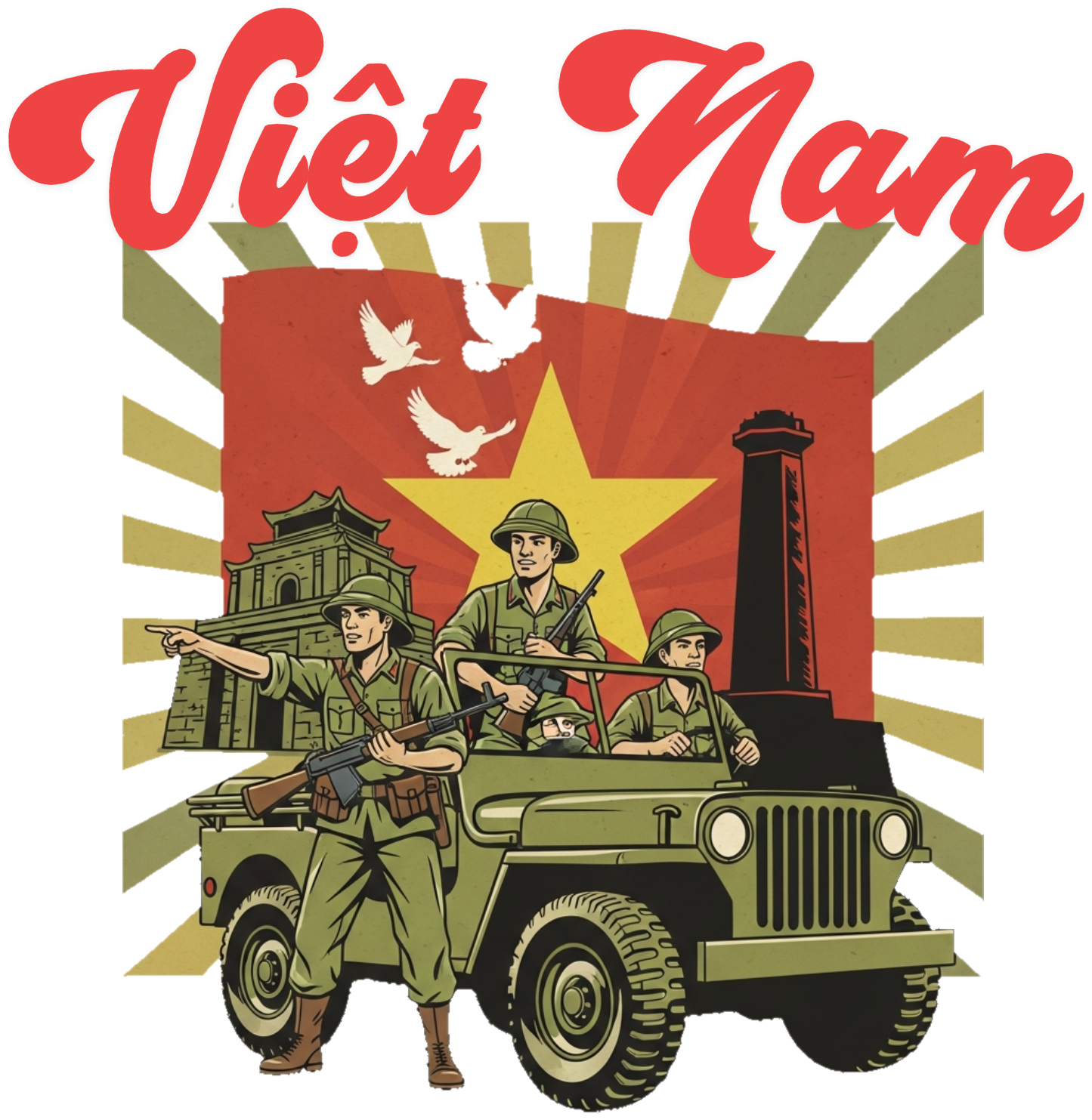 Áo Thun Trắng Việt Nam Phong Cách Propaganda Retro - 010426-16-50-FOG