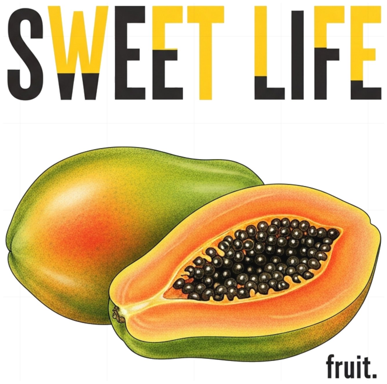 Áo Thun Unisex Trắng In Trái Đu Đủ Sweet Life Fruit Cotton Co Giãn Form Rộng Streetwear Xu Hướng 2024 - 010626-14-14-MWM