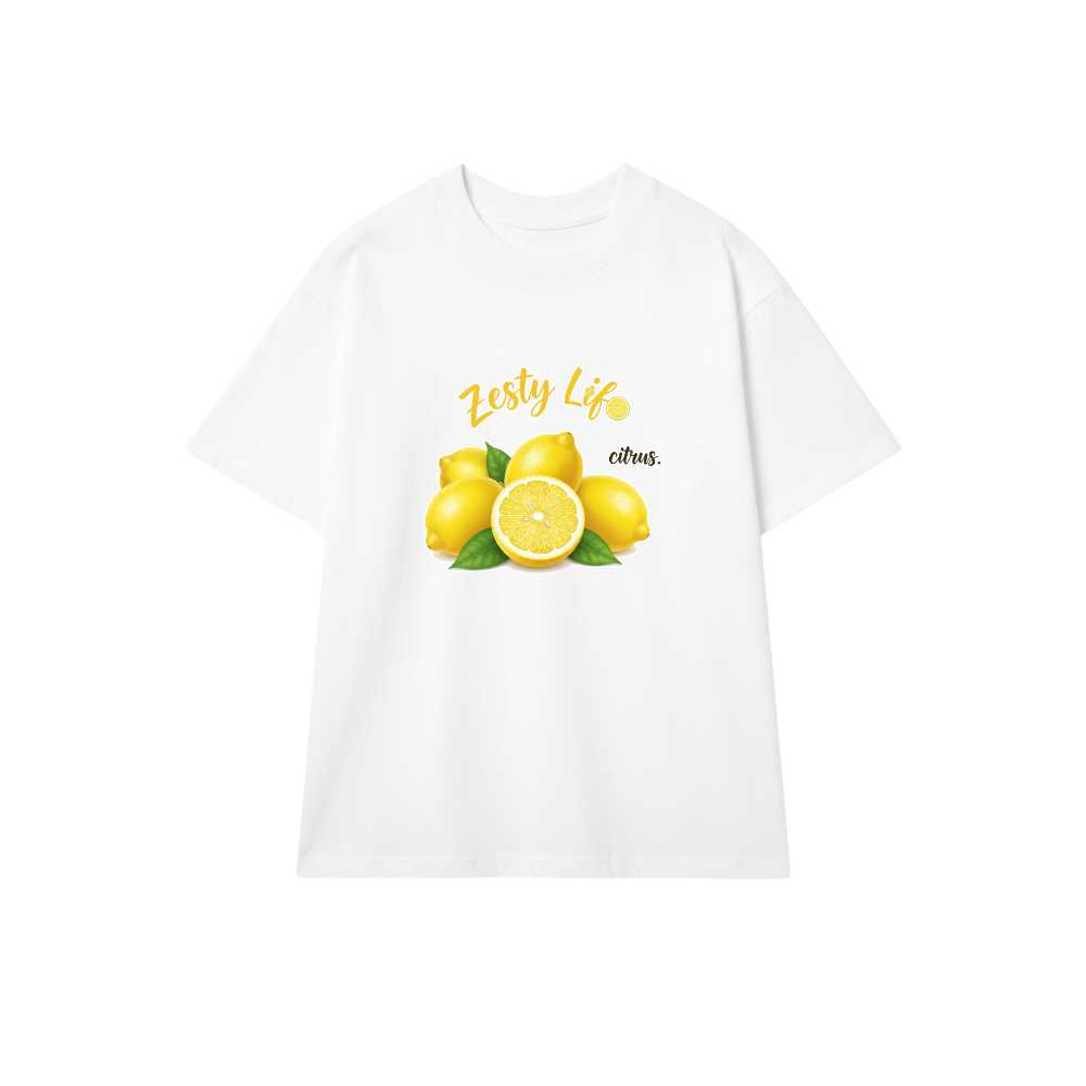 Áo Thun Unisex Trắng Form Rộng Cotton In Hình Chanh Zesty Life Streetwear Cực Chất - Đồ Đôi, Du Lịch Mùa Hè 2024 - 010626-14-29-HMZ