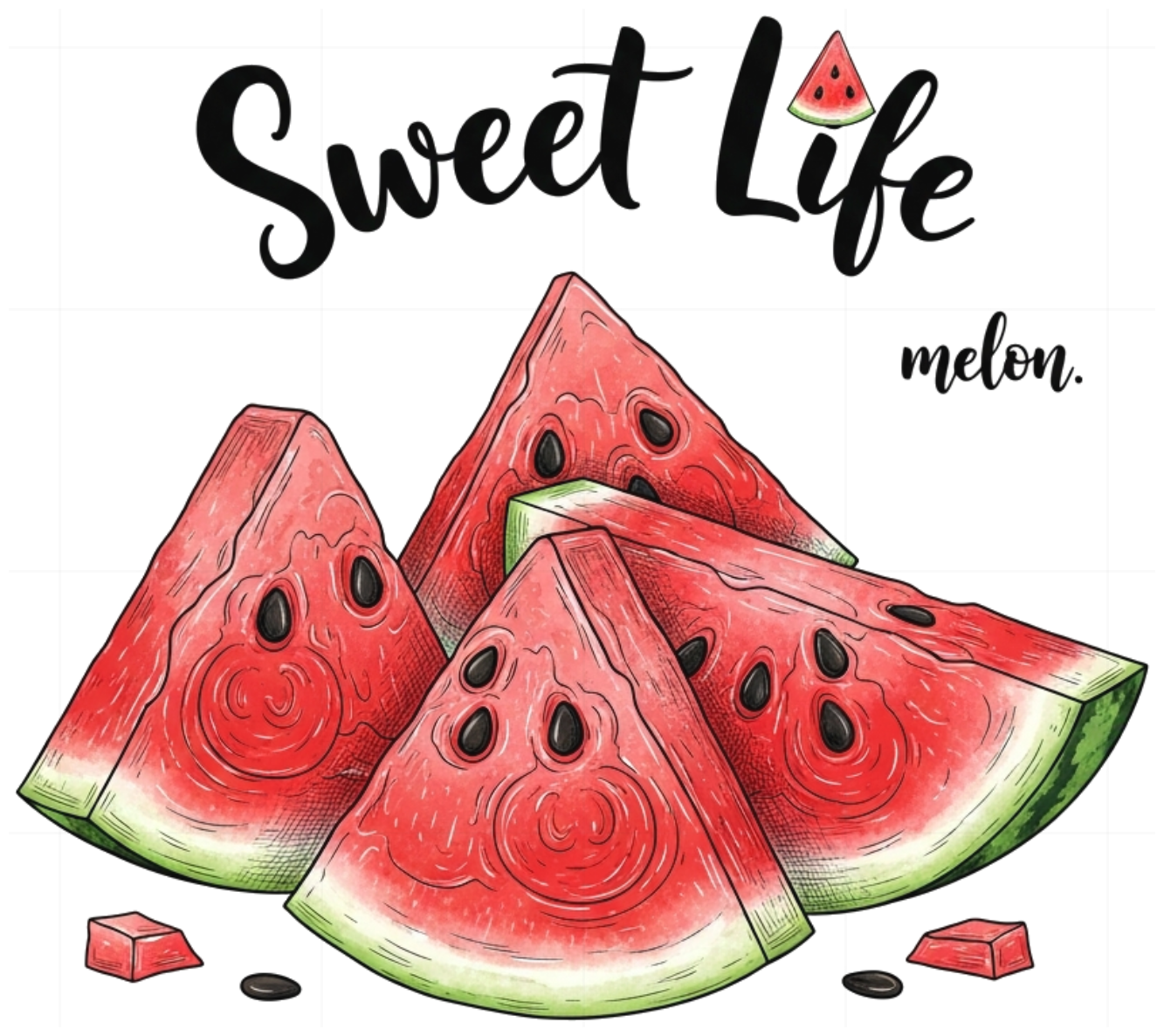 Áo Thun Unisex Trắng In Hình Dưa Hấu Sweet Life Melon Form Rộng Cotton Cao Cấp Streetwear Hè 2024 - 010626-14-40-ZLI