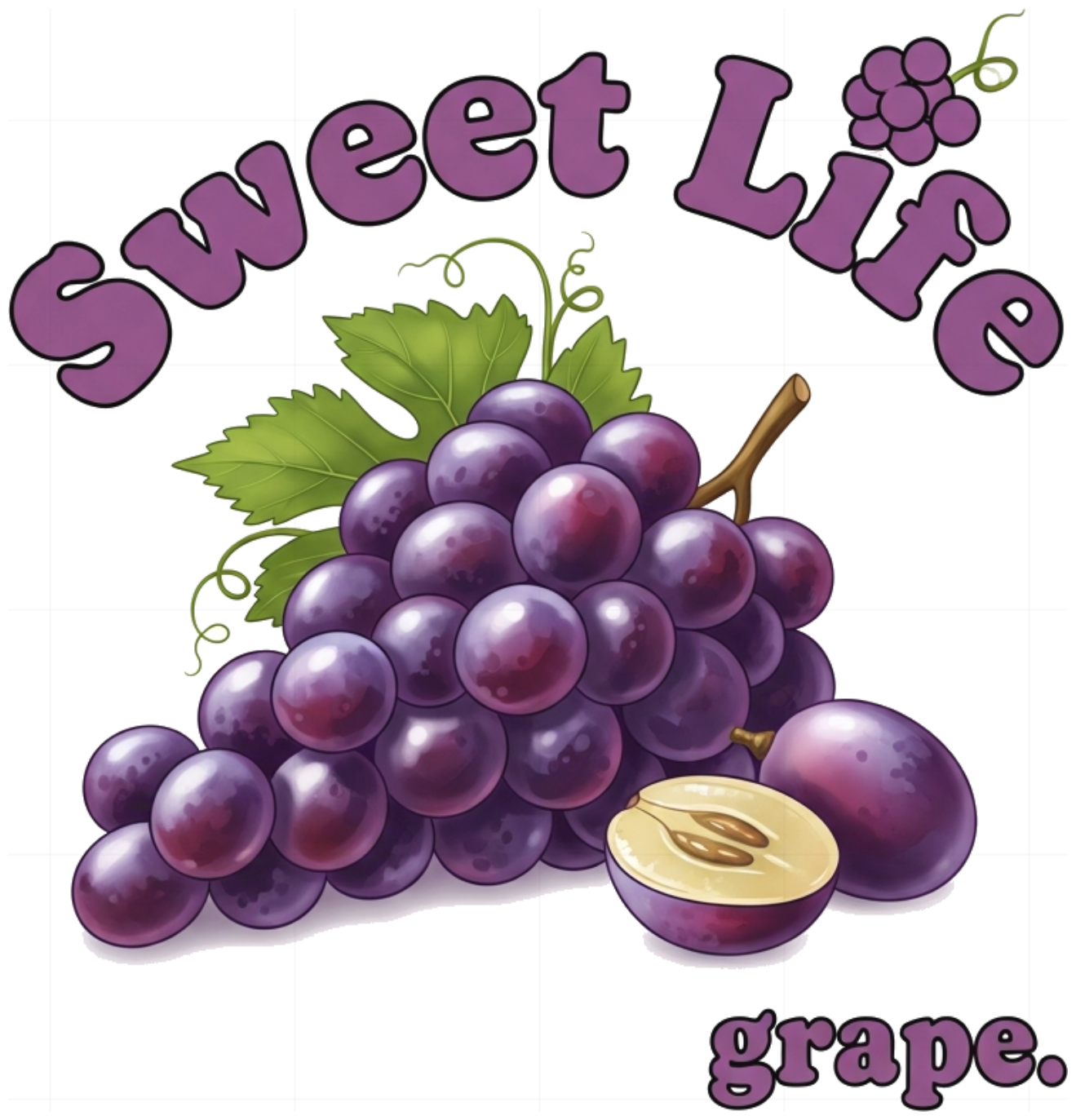 Áo Thun Trắng Unisex Form Rộng Sweet Life Grape Họa Tiết Nho Tả Thực Streetwear Chất Cotton Co Giãn 4 Chiều - 010626-14-49-XQR