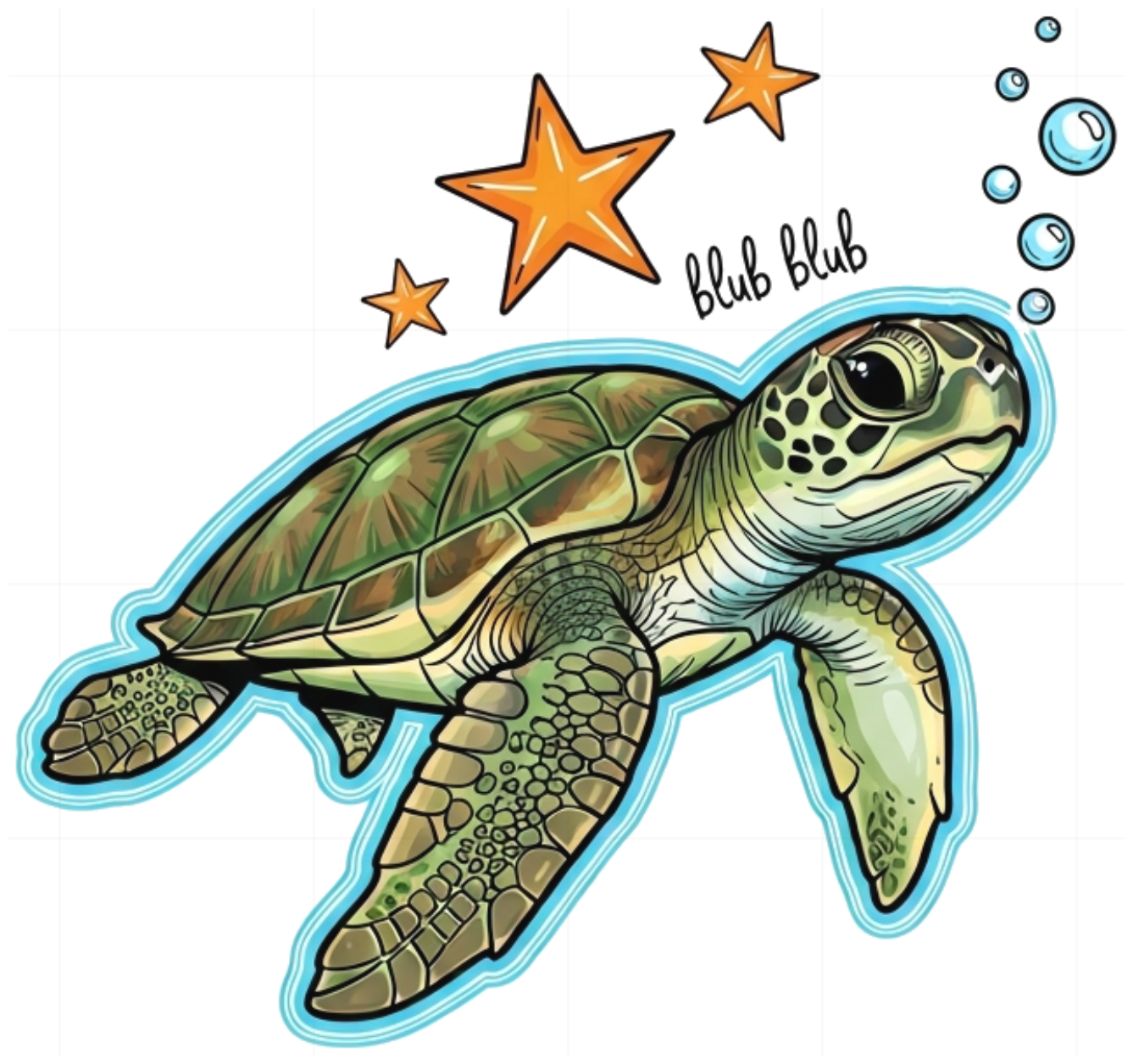 Áo Thun Unisex Rùa Biển Sea Turtle Blub Blub Cute - Áo Phông Trắng Cotton Form Rộng Cao Cấp Trendy Đi Chơi Du Lịch 010626-15-38-QOE