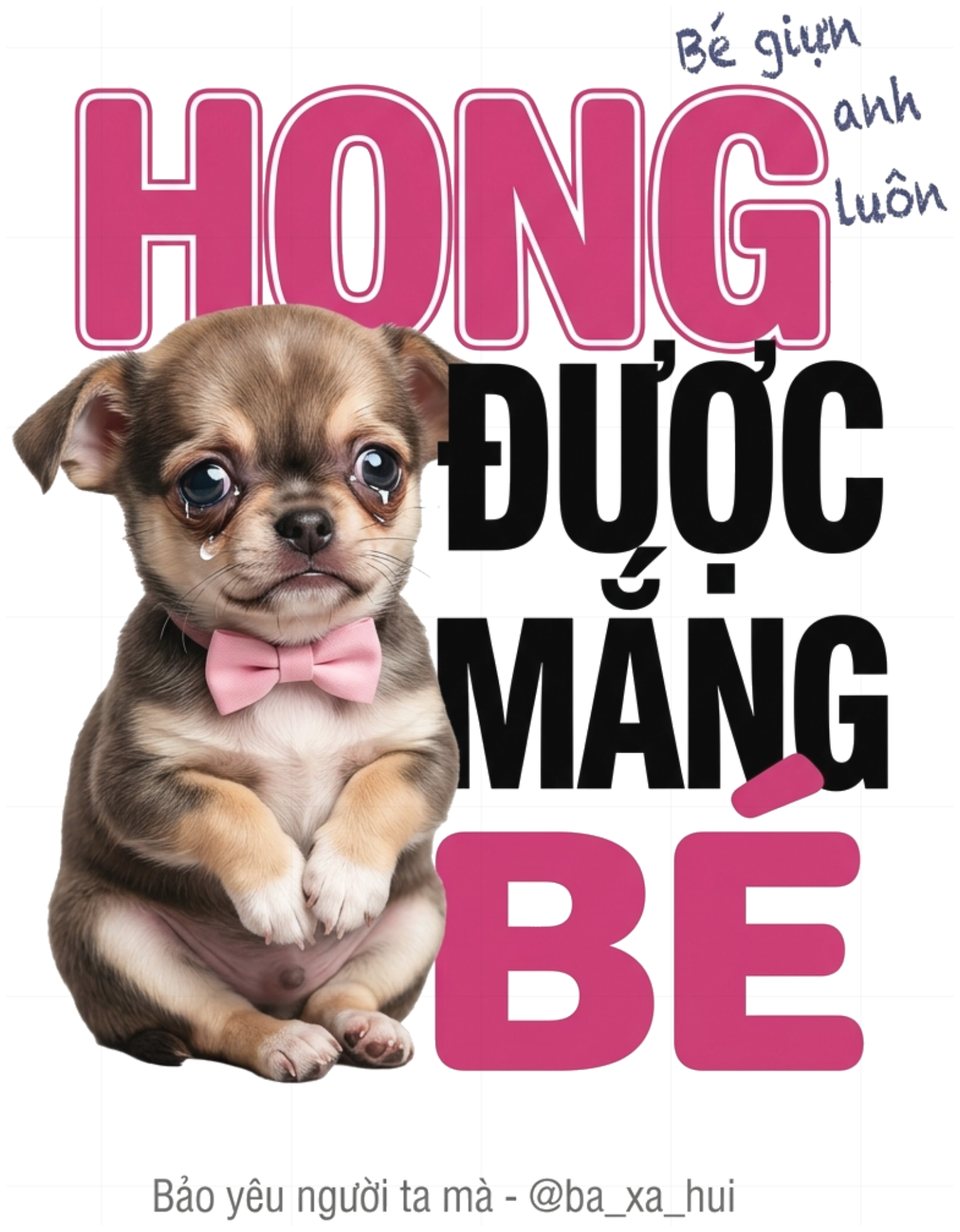 Áo Thun Trắng In Hình Chú Chó Mếu Máo Hong Được Mắng Bé Cotton 100% Co Giãn 4 Chiều Form Unisex - 010826-09-59-PPT