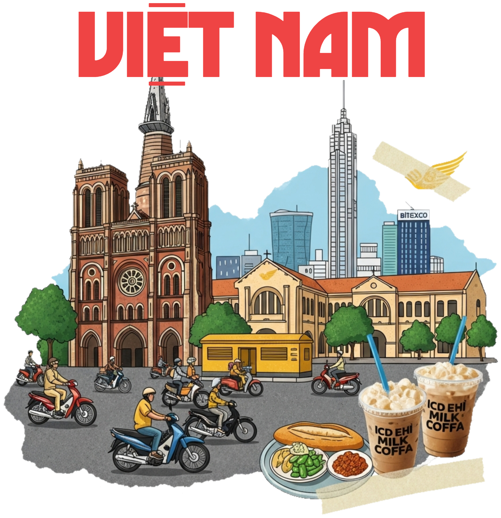 Áo Thun Màu Kem In Hình Collage Sài Gòn Việt Nam - 020426-14-54-JZX