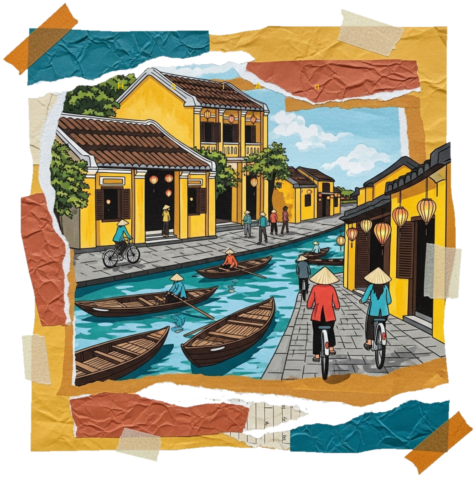 Áo Thun Hội An Nghệ Thuật Mixed-Media Paper Collage - 020426-15-13-RWF