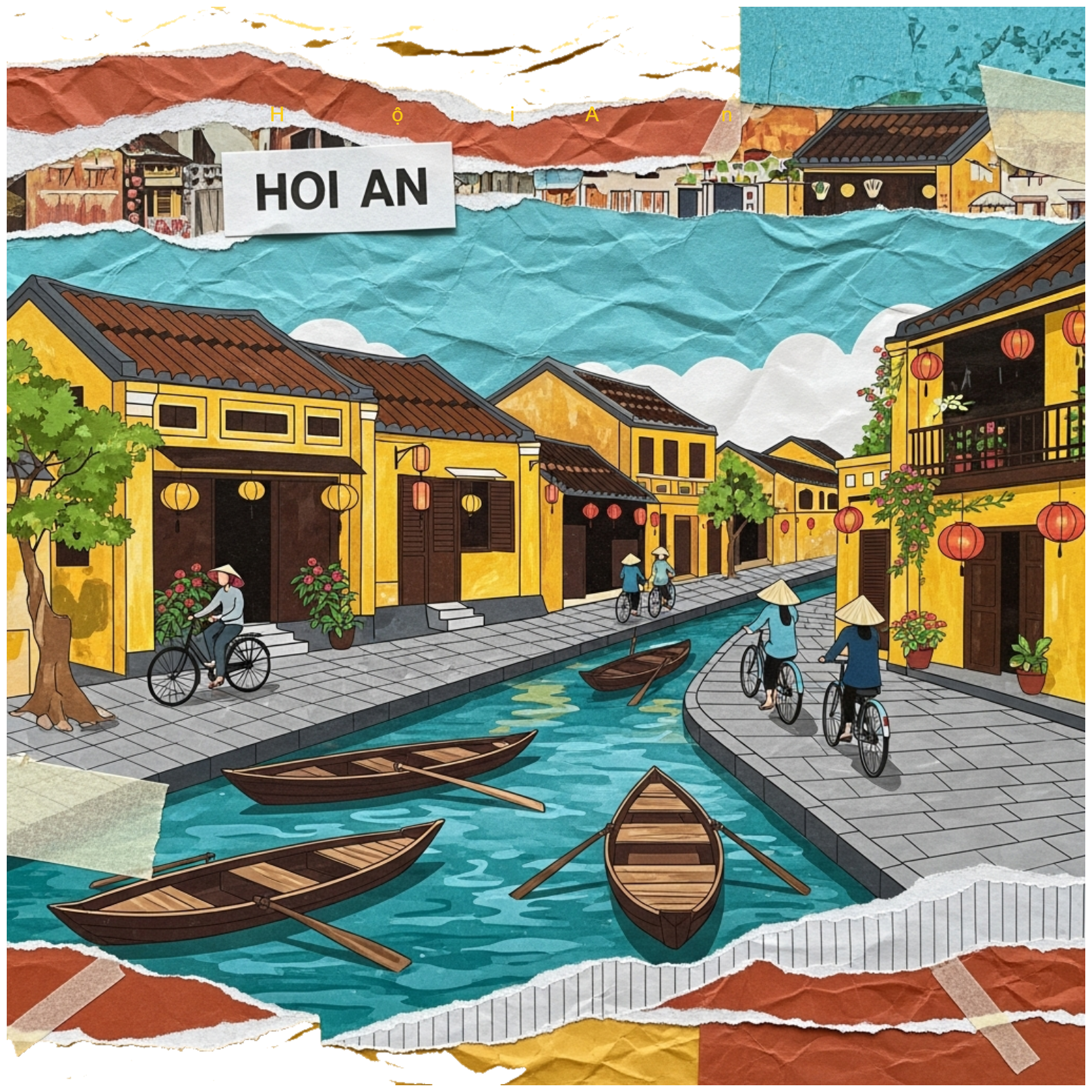 Áo Thun Hội An Vintage - Thiết Kế Paper Collage Độc Đáo 020426-15-18-LSU