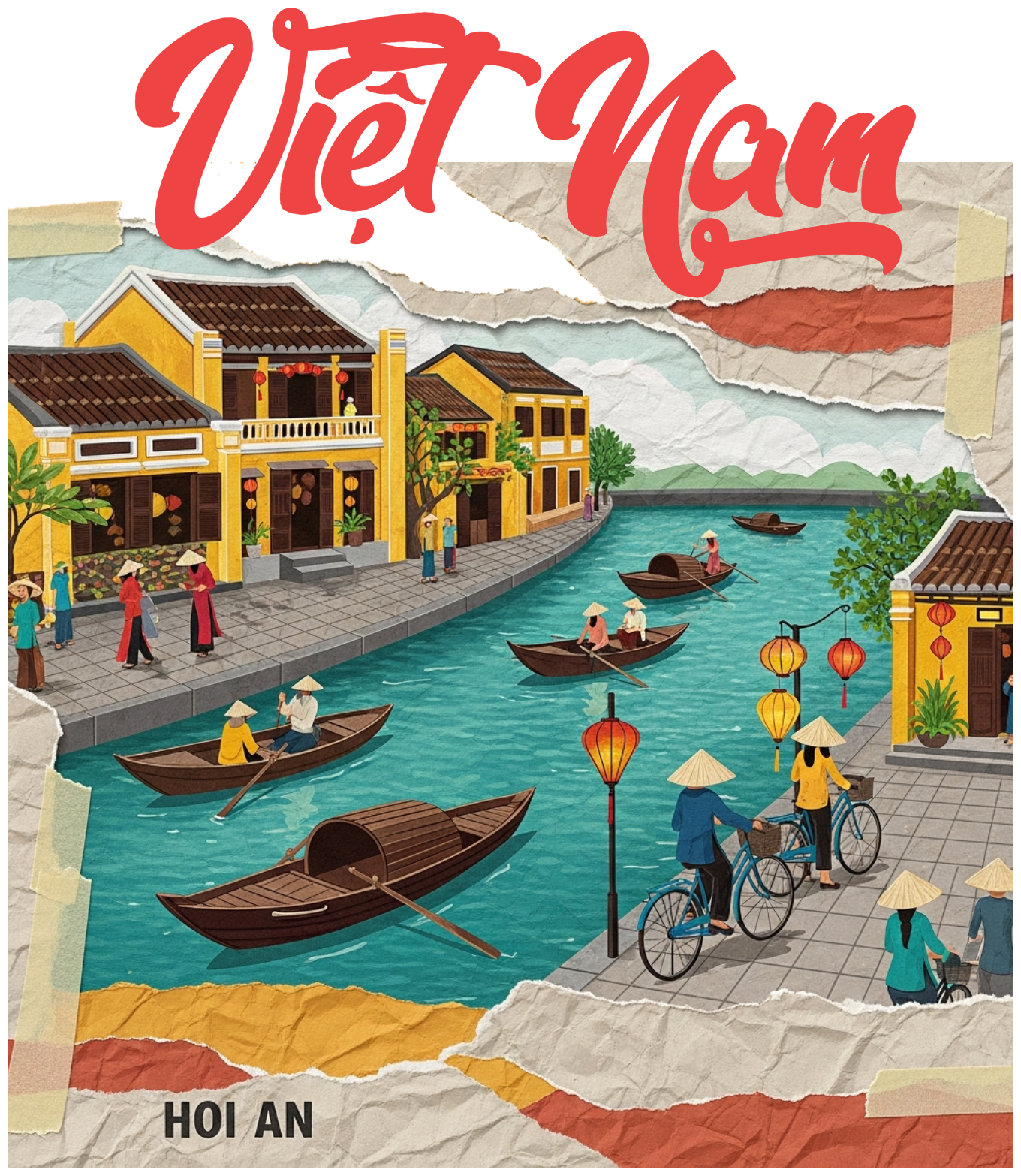 Áo Thun Màu Kem Slogan Việt Nam Phố Cổ Hội An Vintage - 020426-15-22-FDR