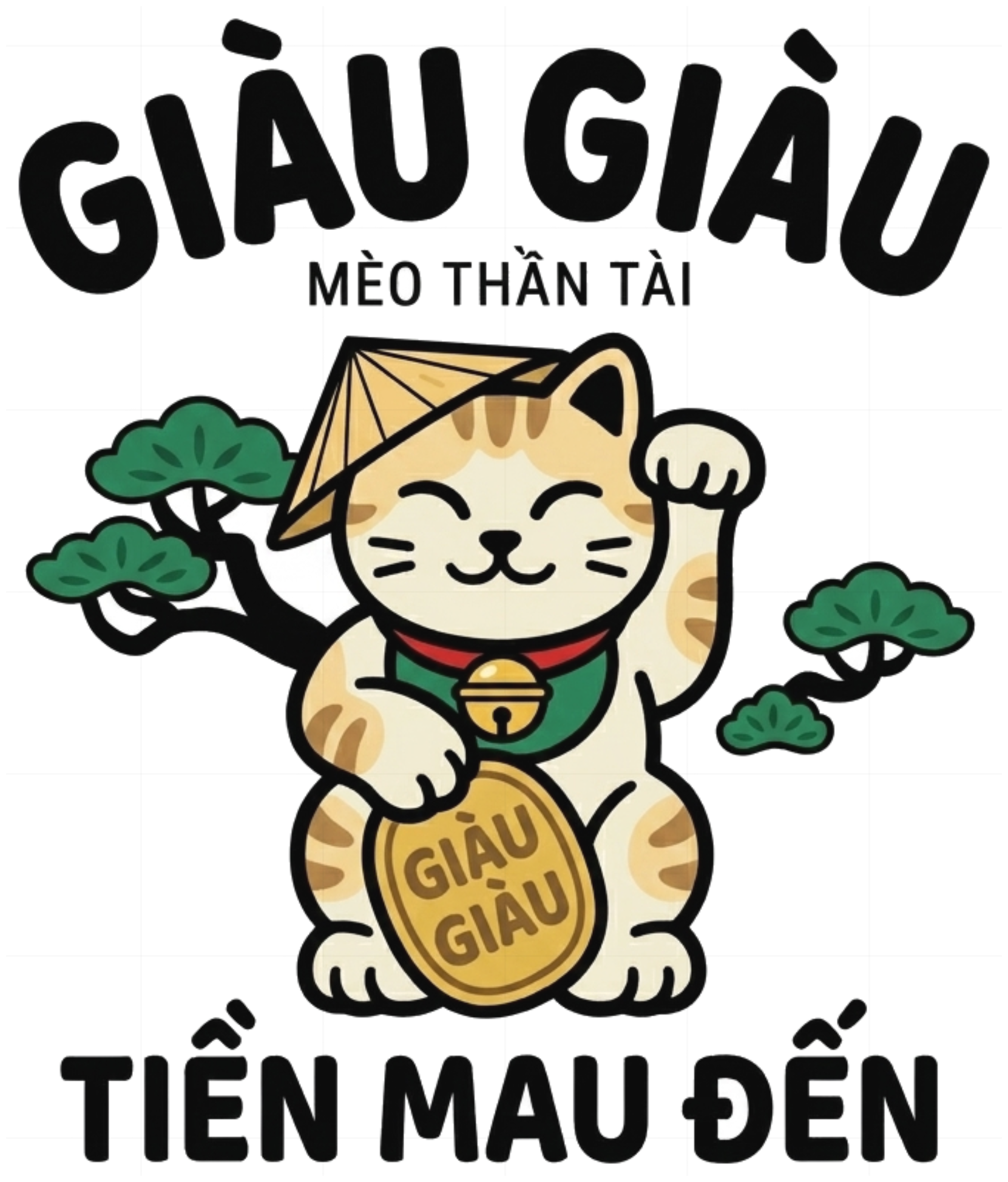 Áo Thun Mèo Thần Tài Nón Lá Giàu Giàu Unisex Form Rộng Streetwear Trendy vietnam.yo - 021026-13-51-ZUR