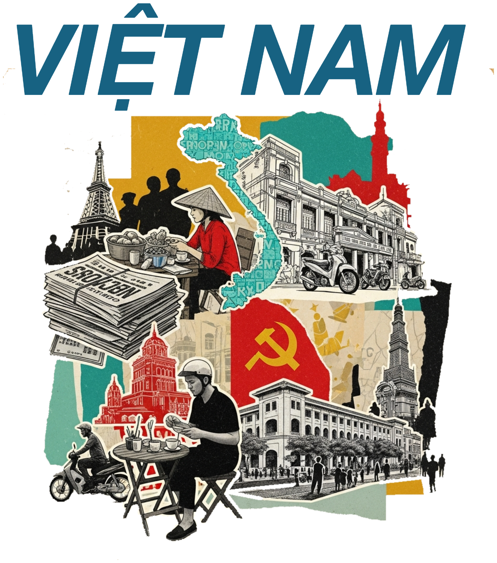Áo Thun Việt Nam Vintage Saigon Collage Art - 030426-14-07-DAO
