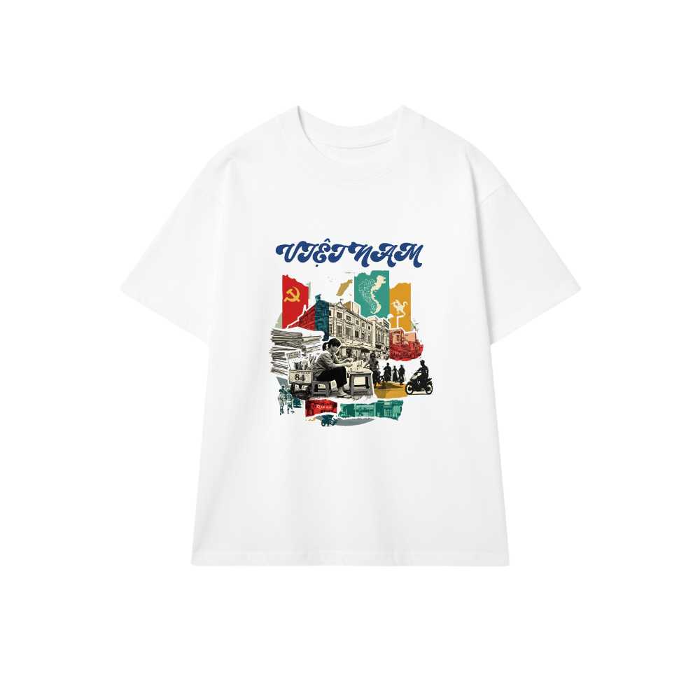 Áo Thun Trắng In Hình Vintage Saigon Collage Art Việt Nam - 030426-14-36-IYT