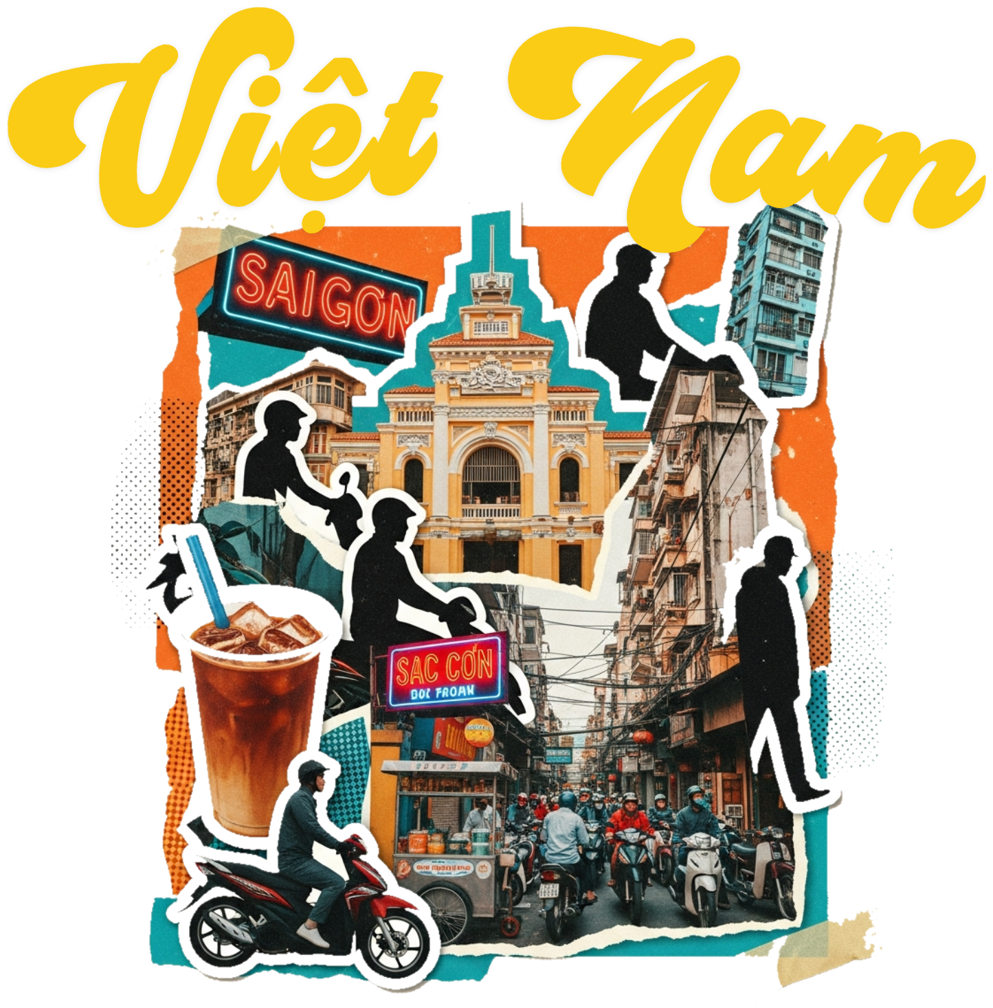 Áo Thun Streetwear Việt Nam Saigon Vintage Collage - 030426-16-02-VCE