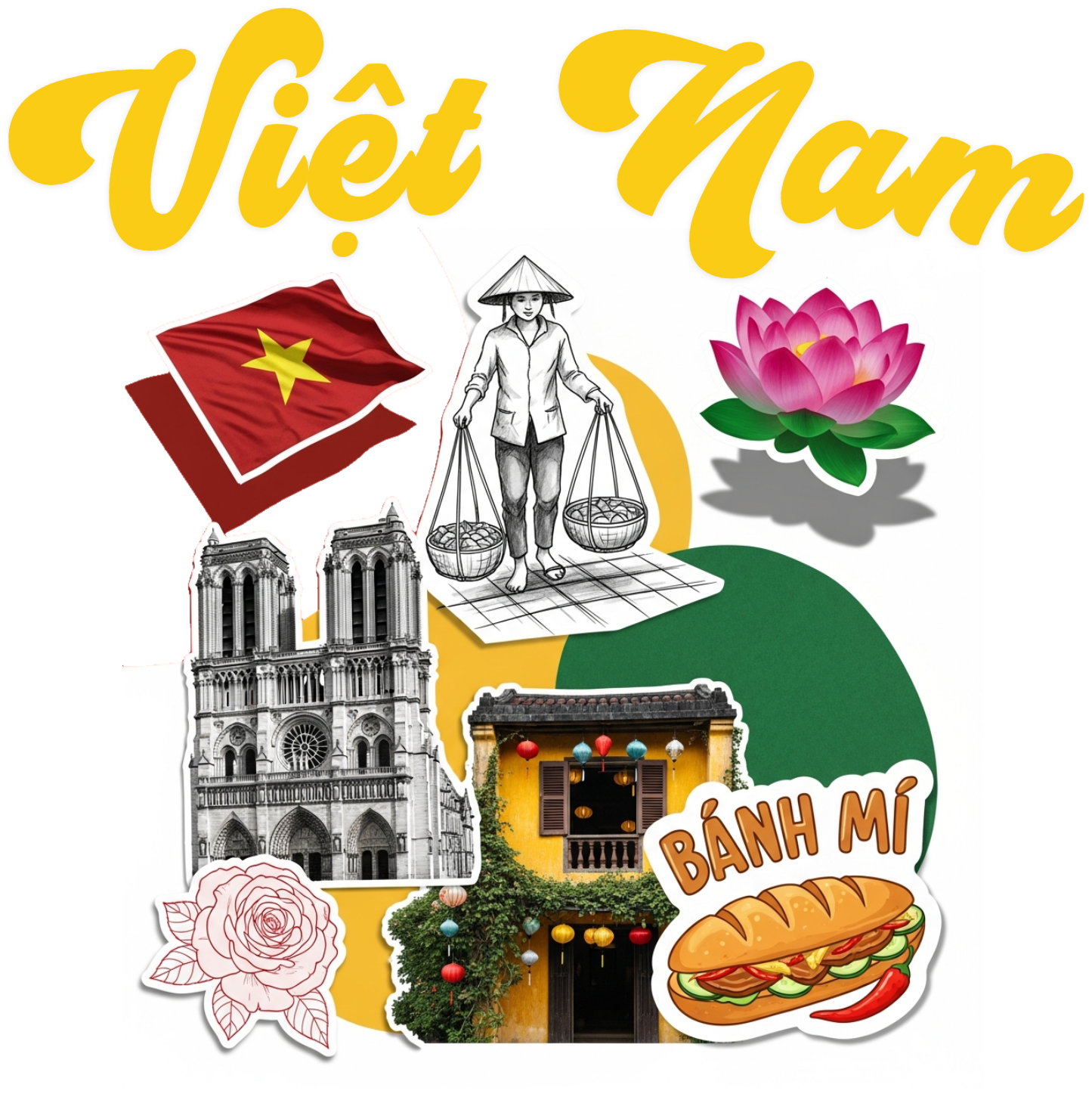 Áo Thun Việt Nam Art Collage Độc Đáo Trắng - 030426-16-35-OCA