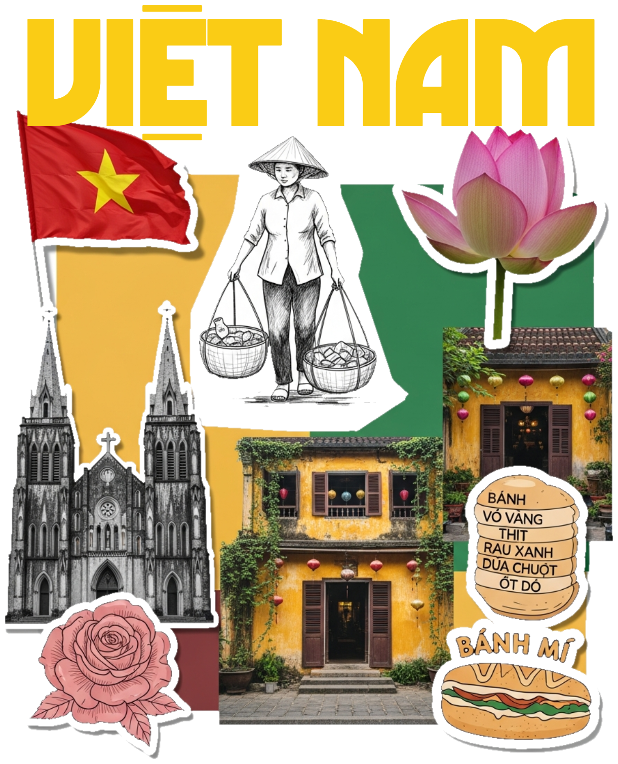Áo Thun Màu Kem Việt Nam Nghệ Thuật Collage Art - 030426-16-42-AHR