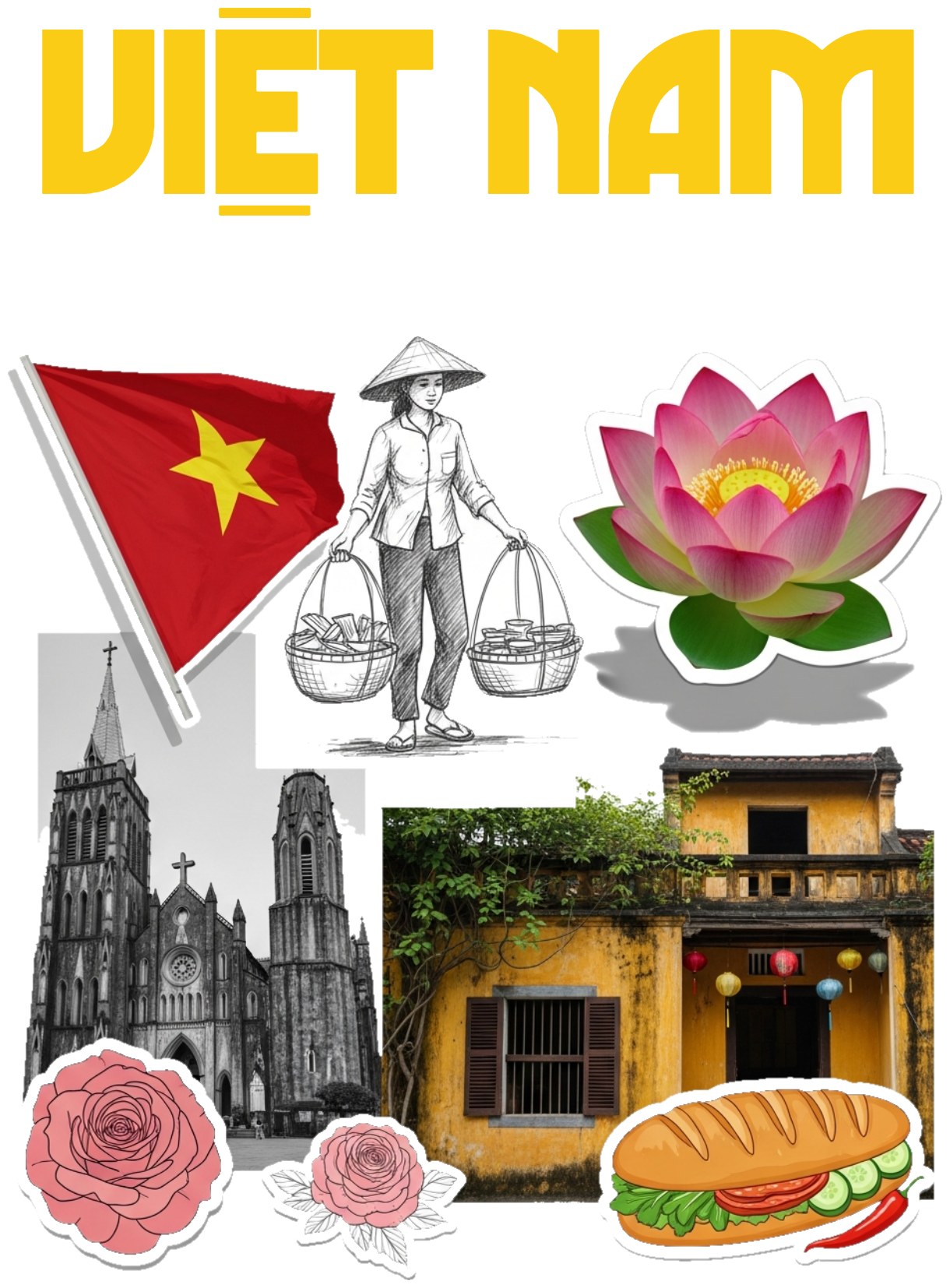 Áo Thun Đen In Hình Collage Art Việt Nam Độc Đáo - 030426-16-45-XYF