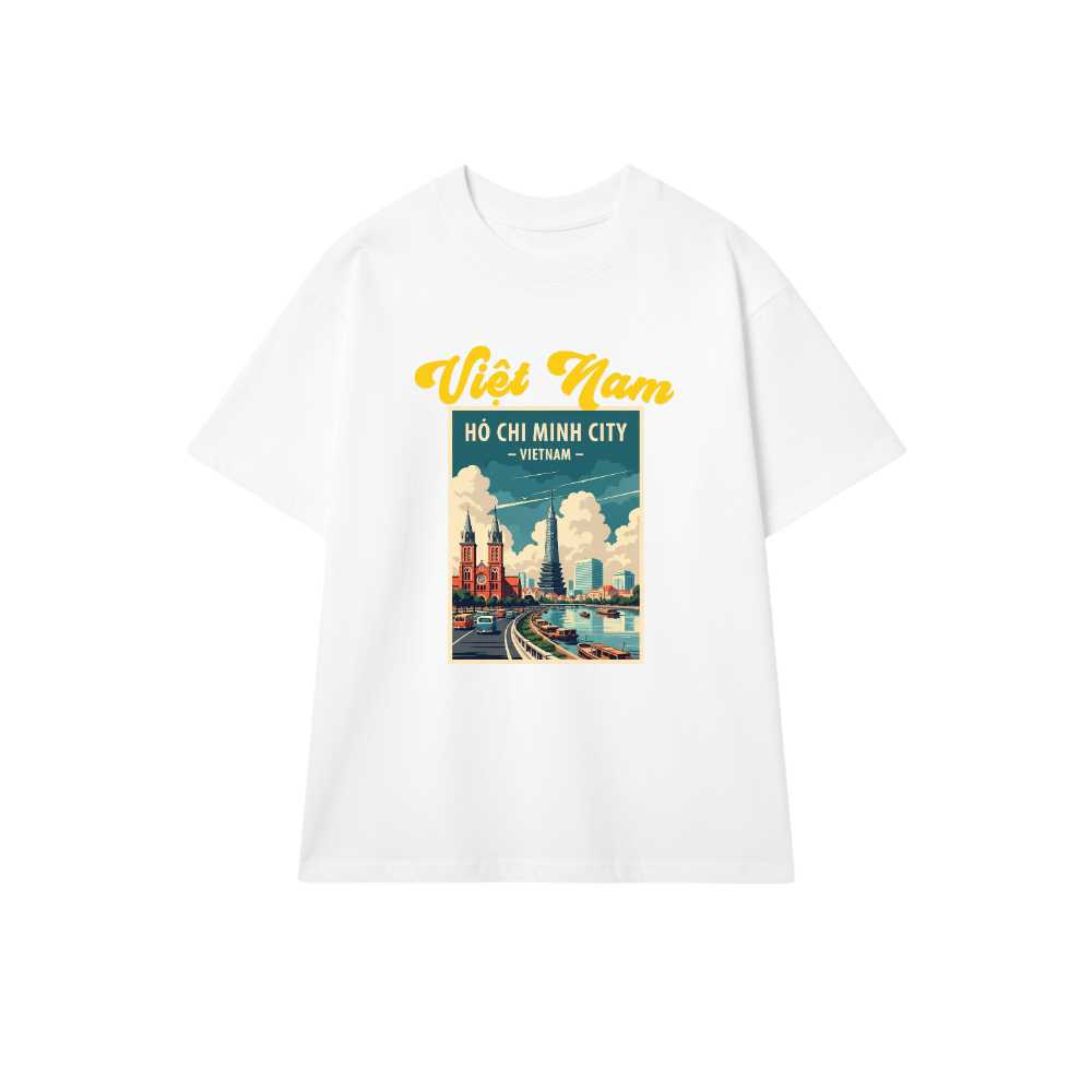 Áo Thun Trắng In Hình Sài Gòn Vintage Việt Nam - 030426-17-17-MOV