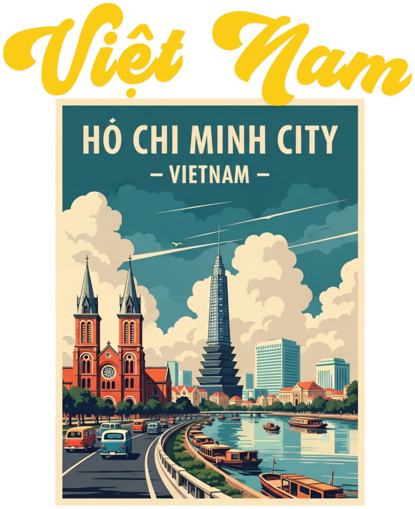 Áo Thun Trắng In Hình Sài Gòn Vintage Việt Nam - 030426-17-17-MOV