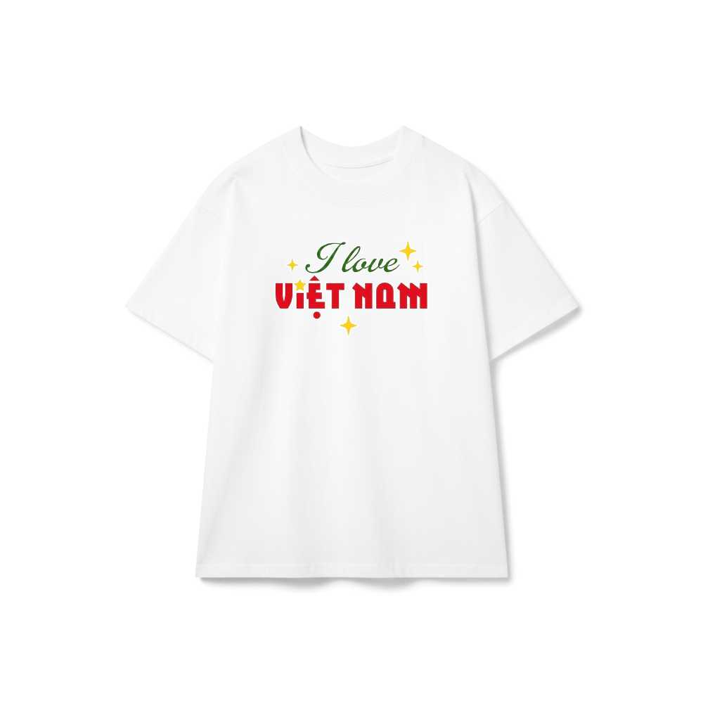 Áo Thun Unisex I Love Vietnam Form Rộng Cotton Cao Cấp - 030726-17-02-FWL