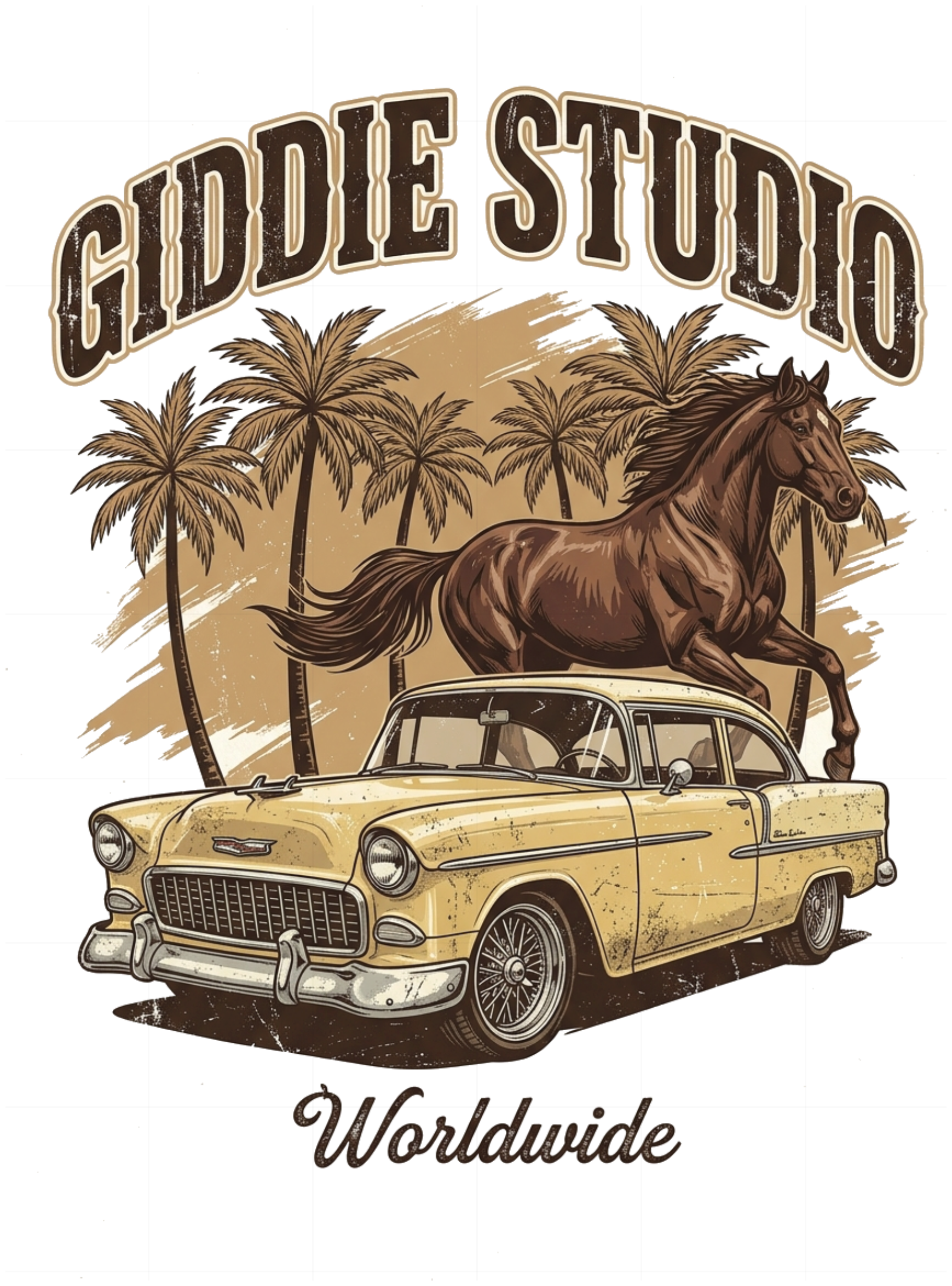 Áo Thun Unisex Retro Americana Cruise Boxy Fit GIDDIE In Hình Tay Lỡ Streetwear Graphic Tee - 030826-19-16-YLO