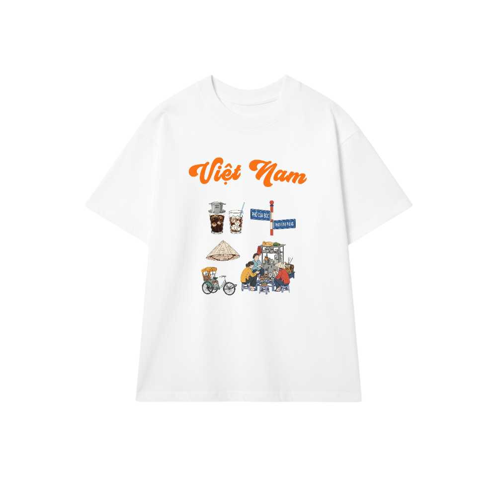 Áo Thun Trắng Việt Nam Retro Hà Nội Phong Cách Collage - 040426-09-45-SOC