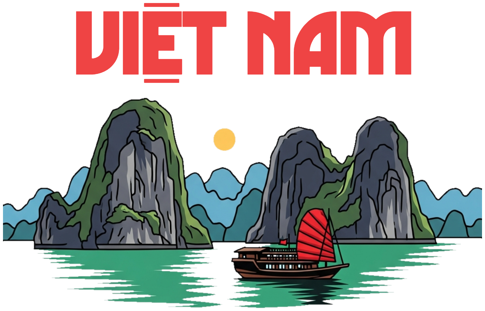 Áo Thun Trắng In Hình Vịnh Hạ Long Việt Nam Đẹp - 040426-11-38-GBY