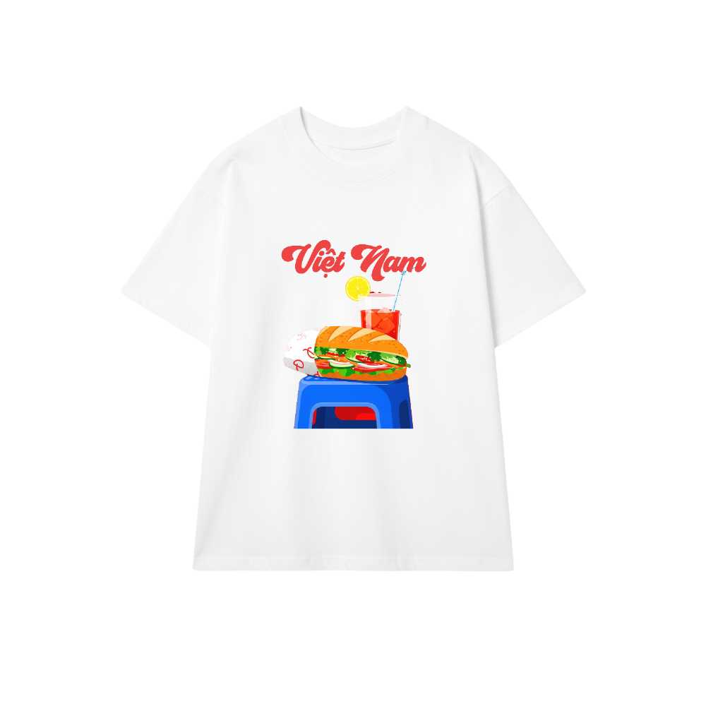Áo Thun Trắng In Hình Bánh Mì Việt Nam Street Food - 040426-13-39-FNT