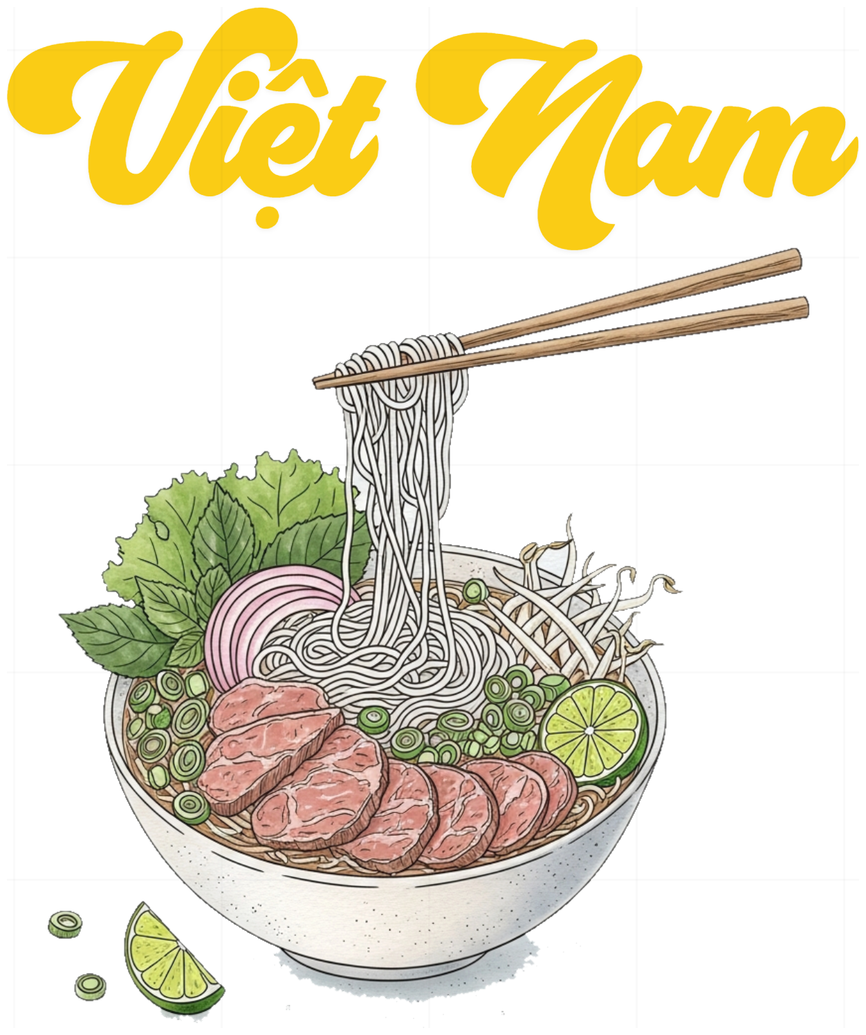 Áo Thun Trắng In Hình Bát Phở Việt Nam Độc Đáo - 040426-13-45-EZJ