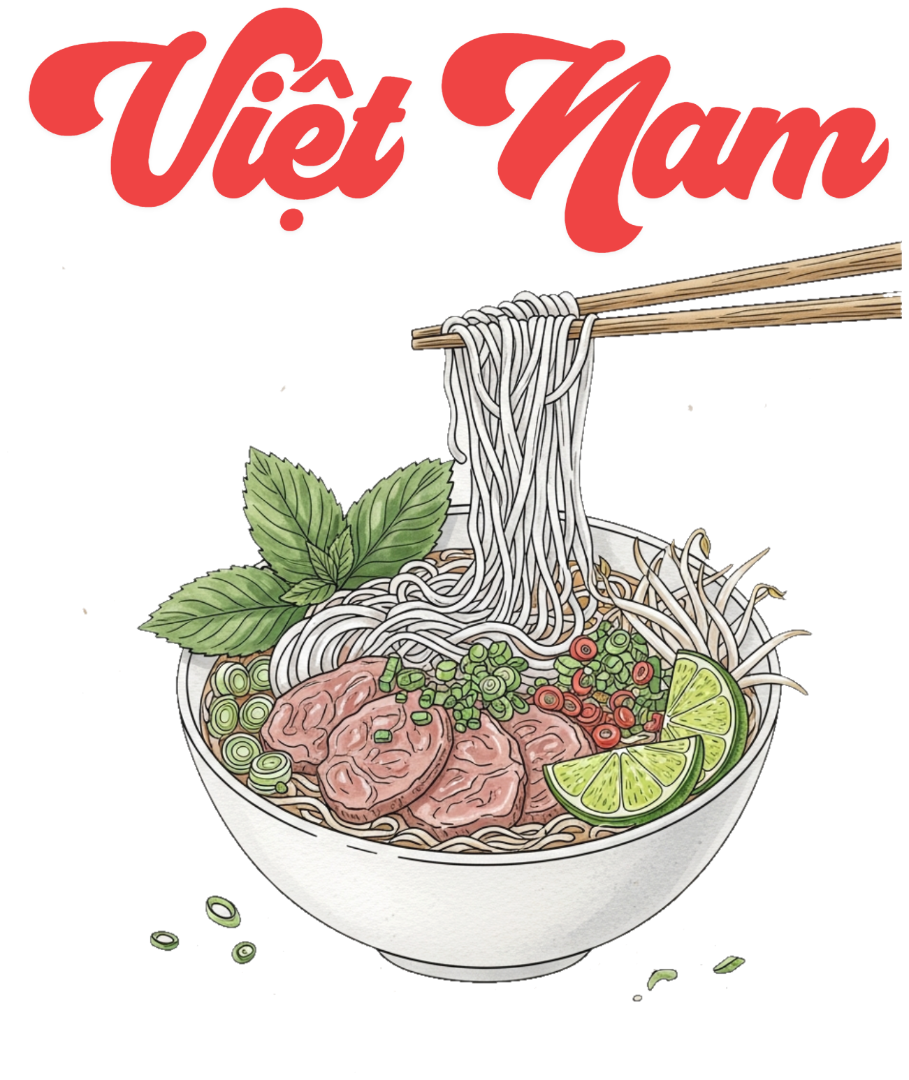 Áo Thun Trắng In Hình Bát Phở Việt Nam Nghệ Thuật - 040426-13-45-HUH