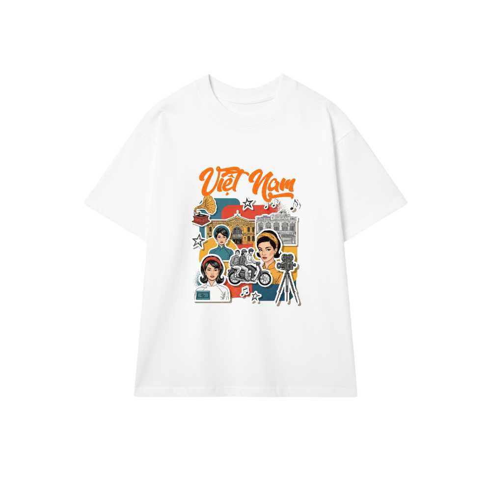 Áo Thun Trắng Việt Nam Retro Saigon Pop Art - 040426-14-26-JIK