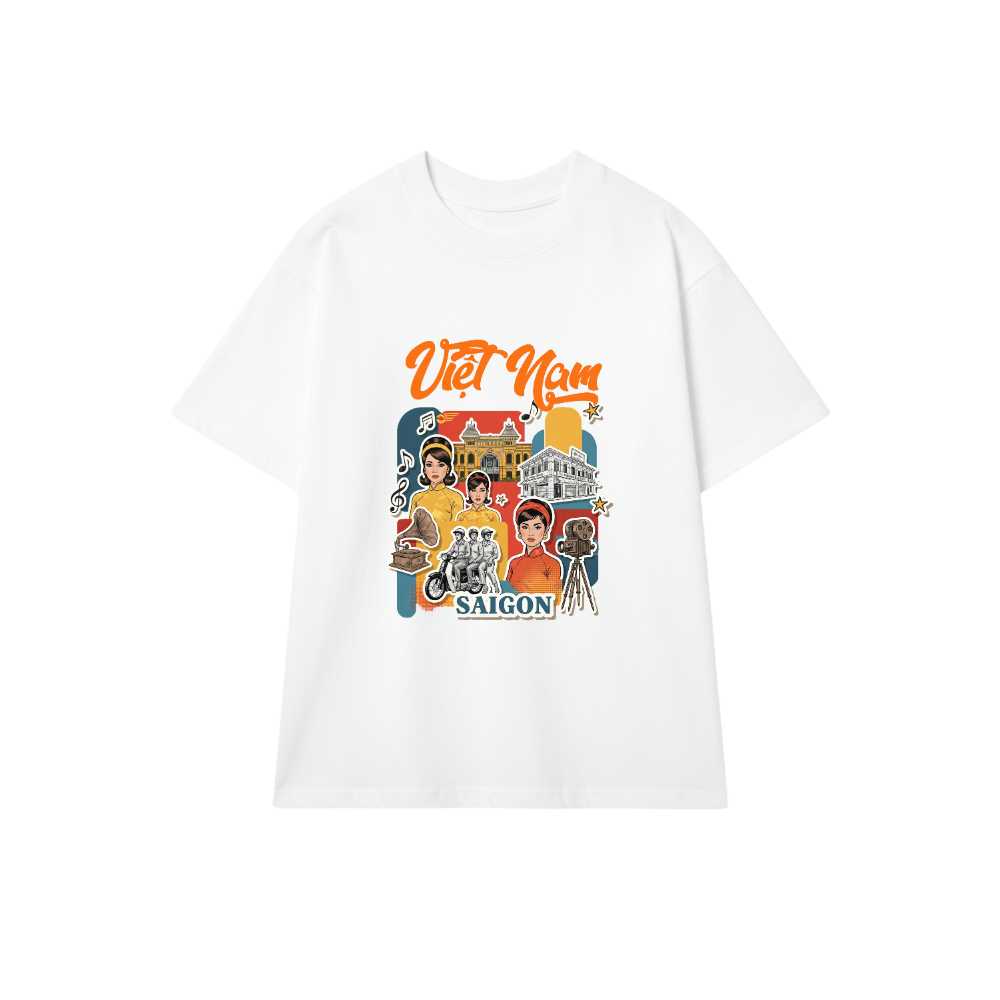 Áo Thun Trắng Việt Nam Retro Sài Gòn Pop Art - 040426-14-26-KED