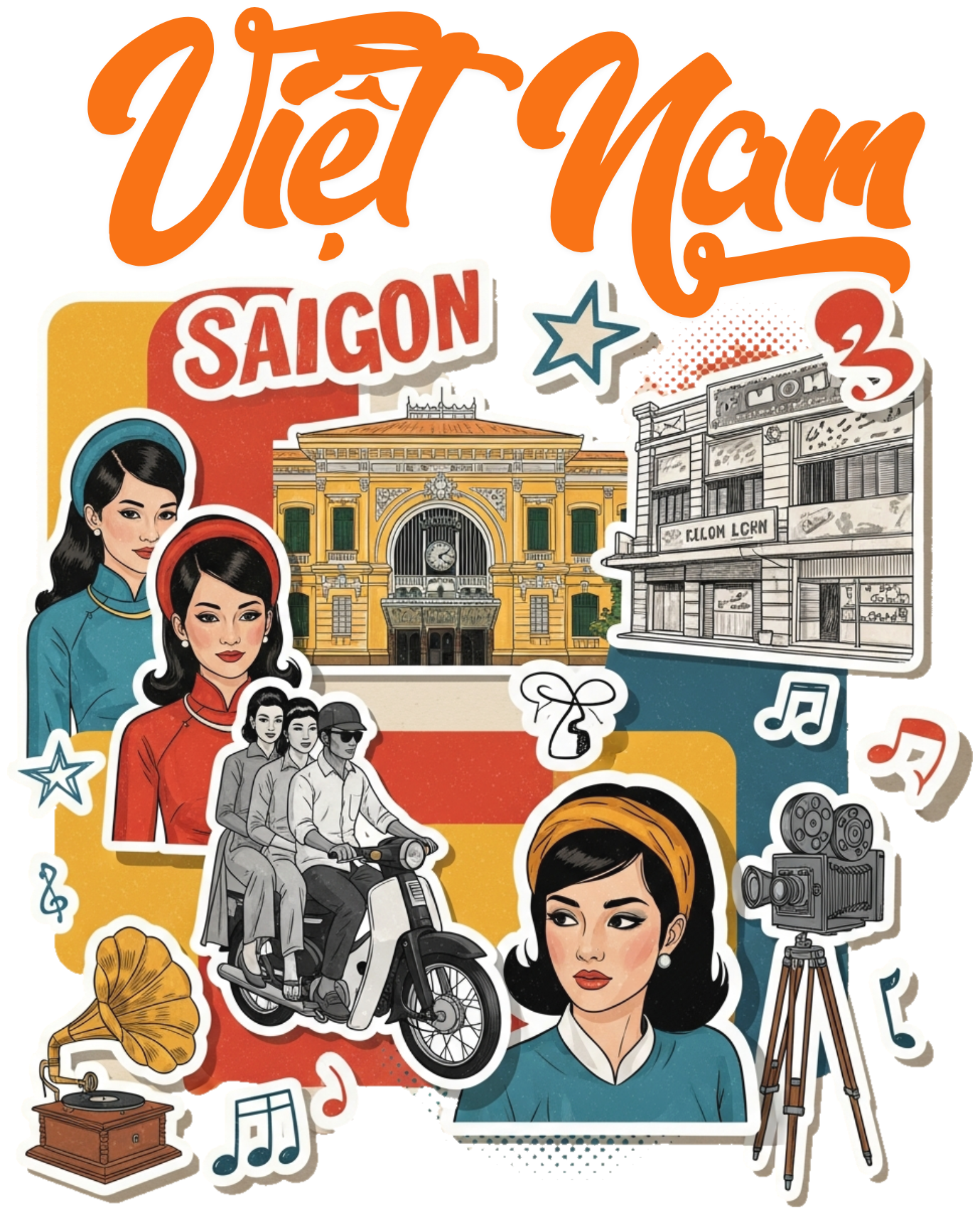 Áo Thun Trắng Việt Nam Retro Saigon Pop Art Đẳng Cấp - 040426-14-26-SJN