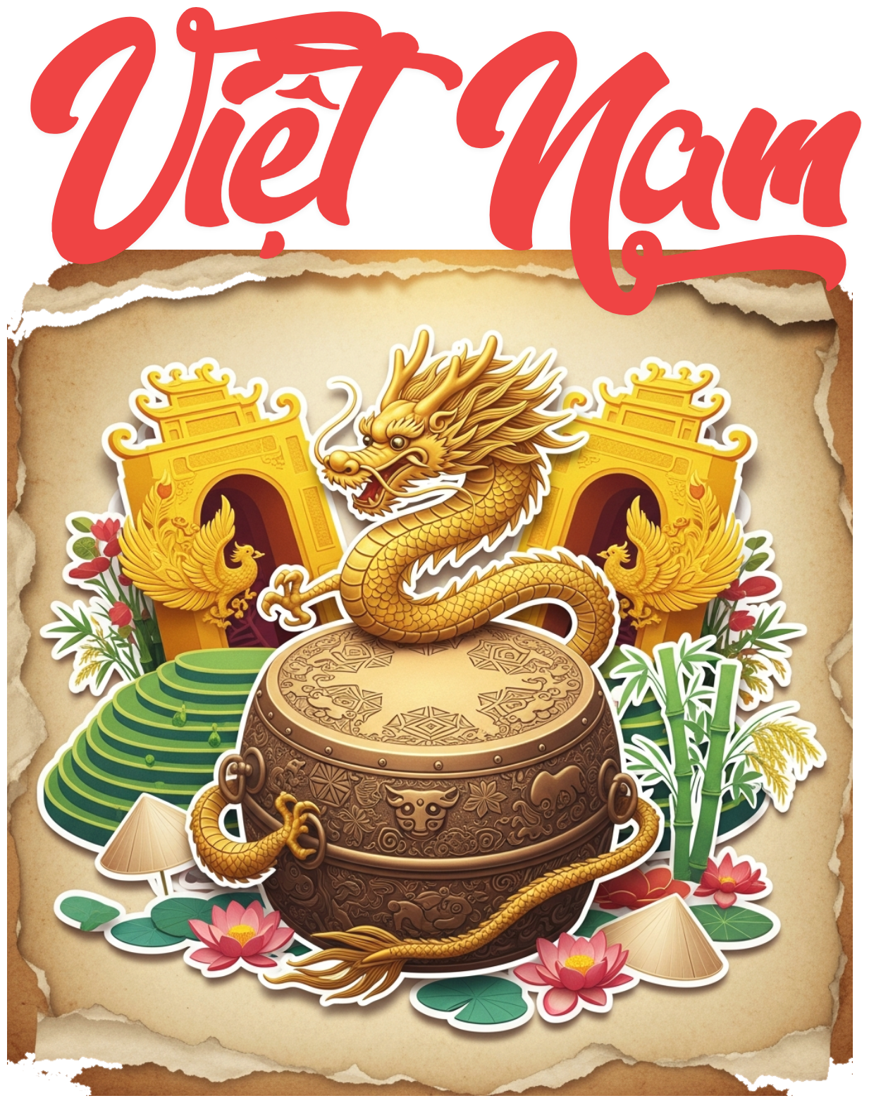 Áo Thun Màu Kem In Chữ Việt Nam Nghệ Thuật - 040426-14-57-RDX