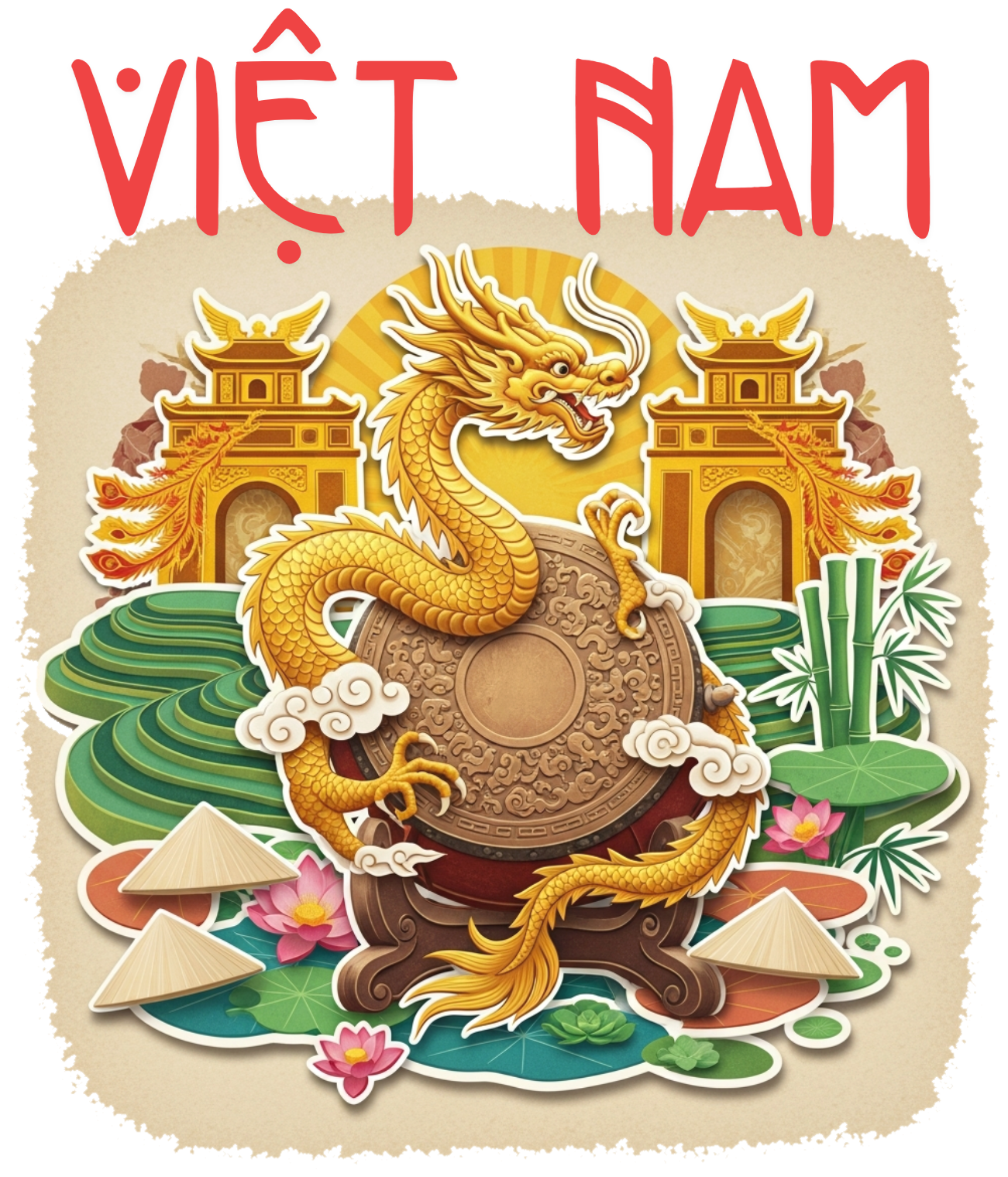 Áo Thun Màu Kem In Chữ Việt Nam Nghệ Thuật - 040426-14-57-SYE