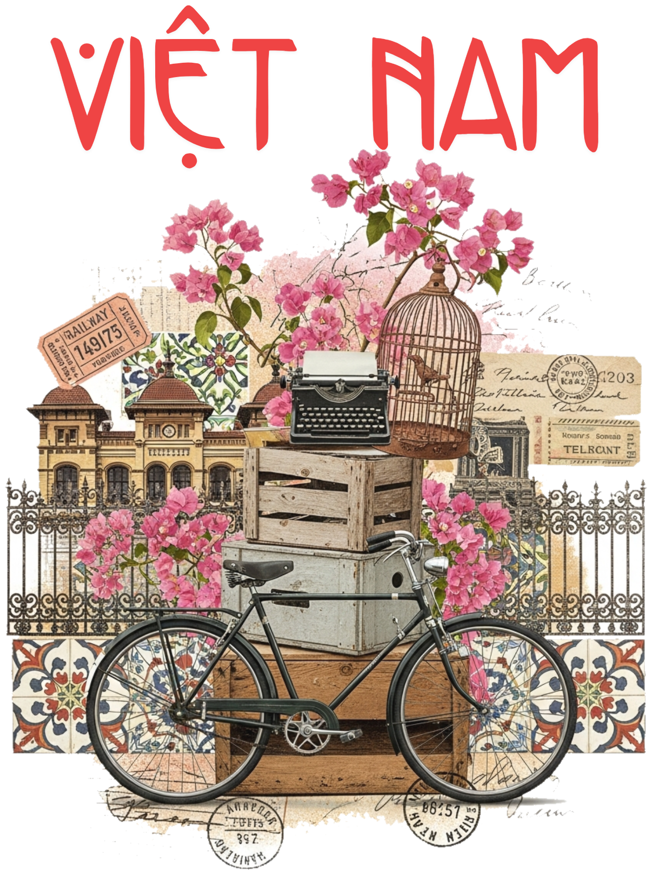 Áo Thun Màu Kem In Chữ Việt Nam Nghệ Thuật - 040426-15-10-IPS