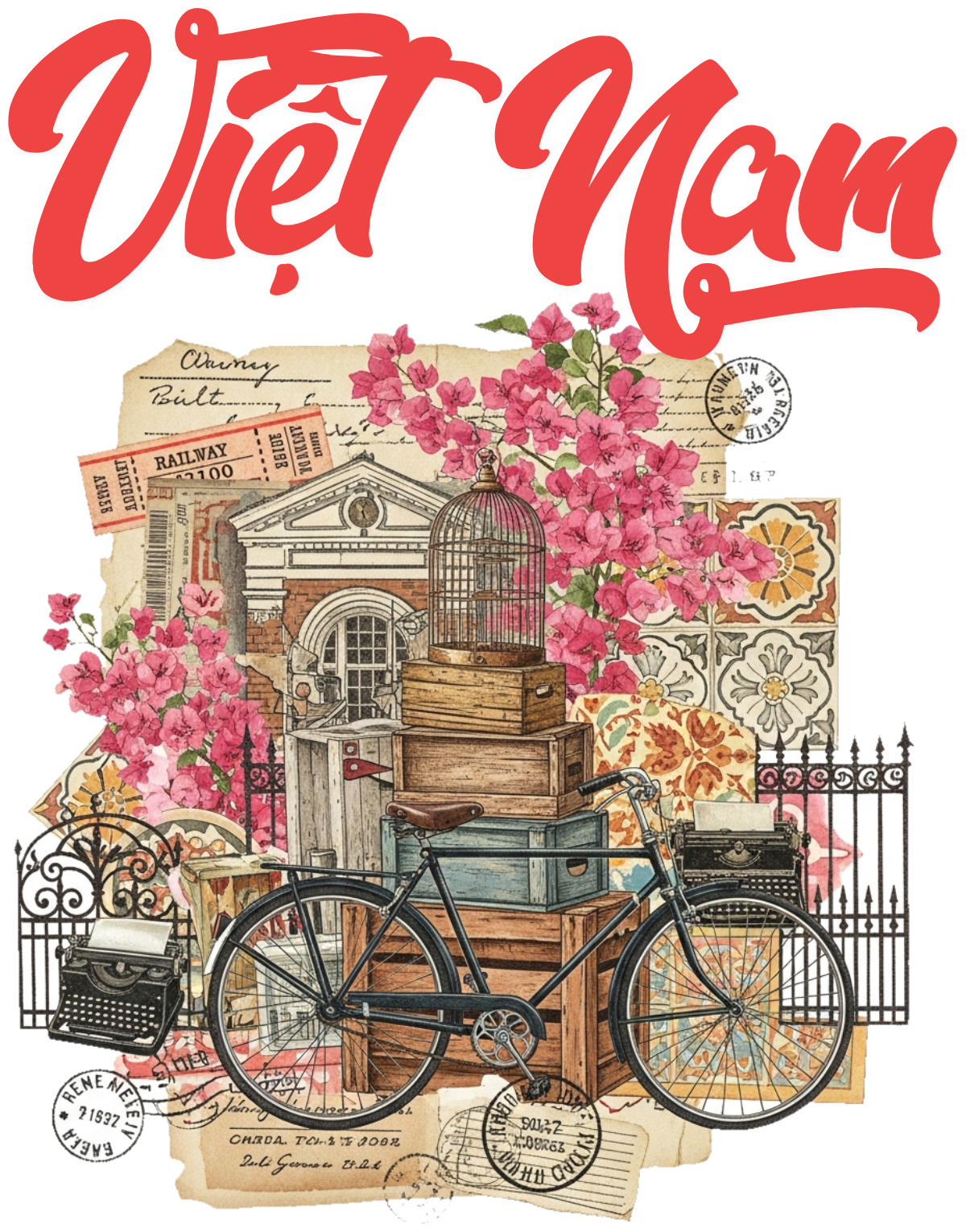 Áo Thun Trắng Việt Nam Phong Cách Vintage Hoài Cổ - 040426-15-10-RZL