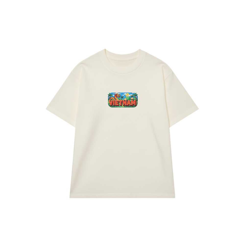 Áo Thun Màu Kem In Chữ Vietnam Thiết Kế Độc Đáo - 040426-15-28-LRP