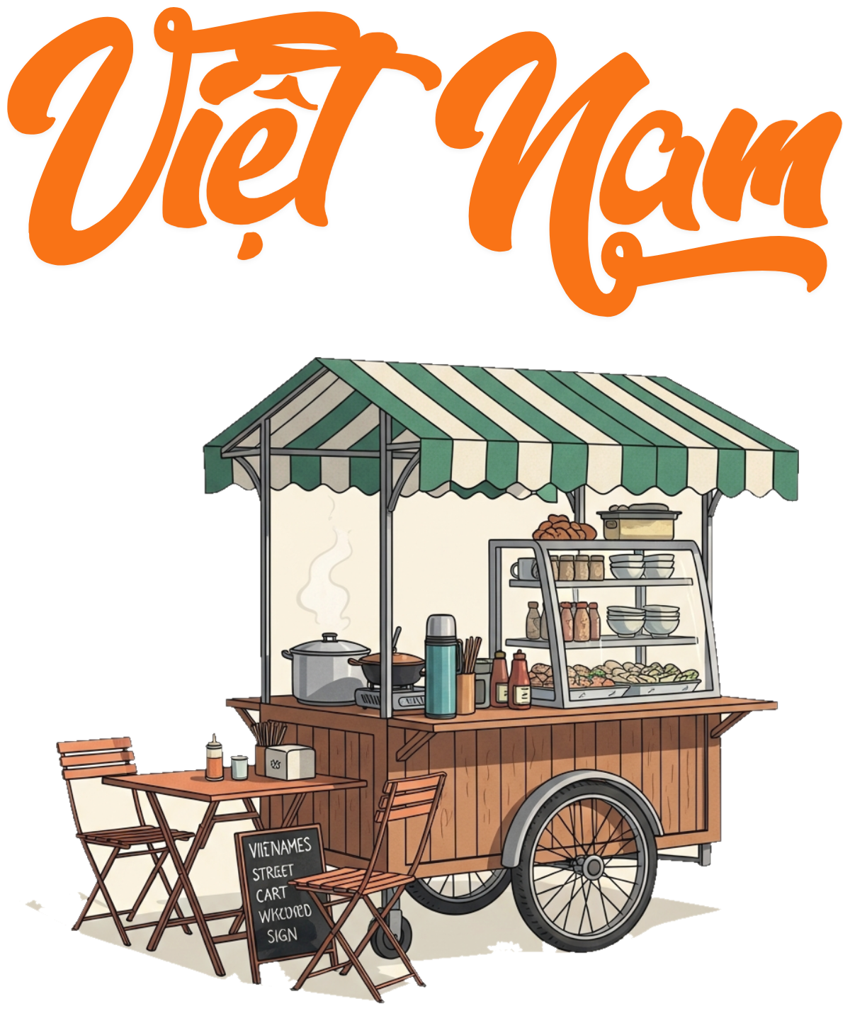 Áo Thun Trắng Hình Xe Đẩy Đường Phố Việt Nam - 040426-16-43-KXB