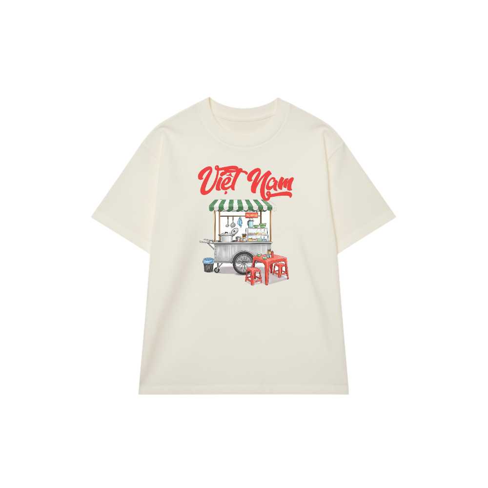 Áo Thun Việt Nam Xe Đẩy Phố Cổ Màu Kem - 040426-16-43-NBM