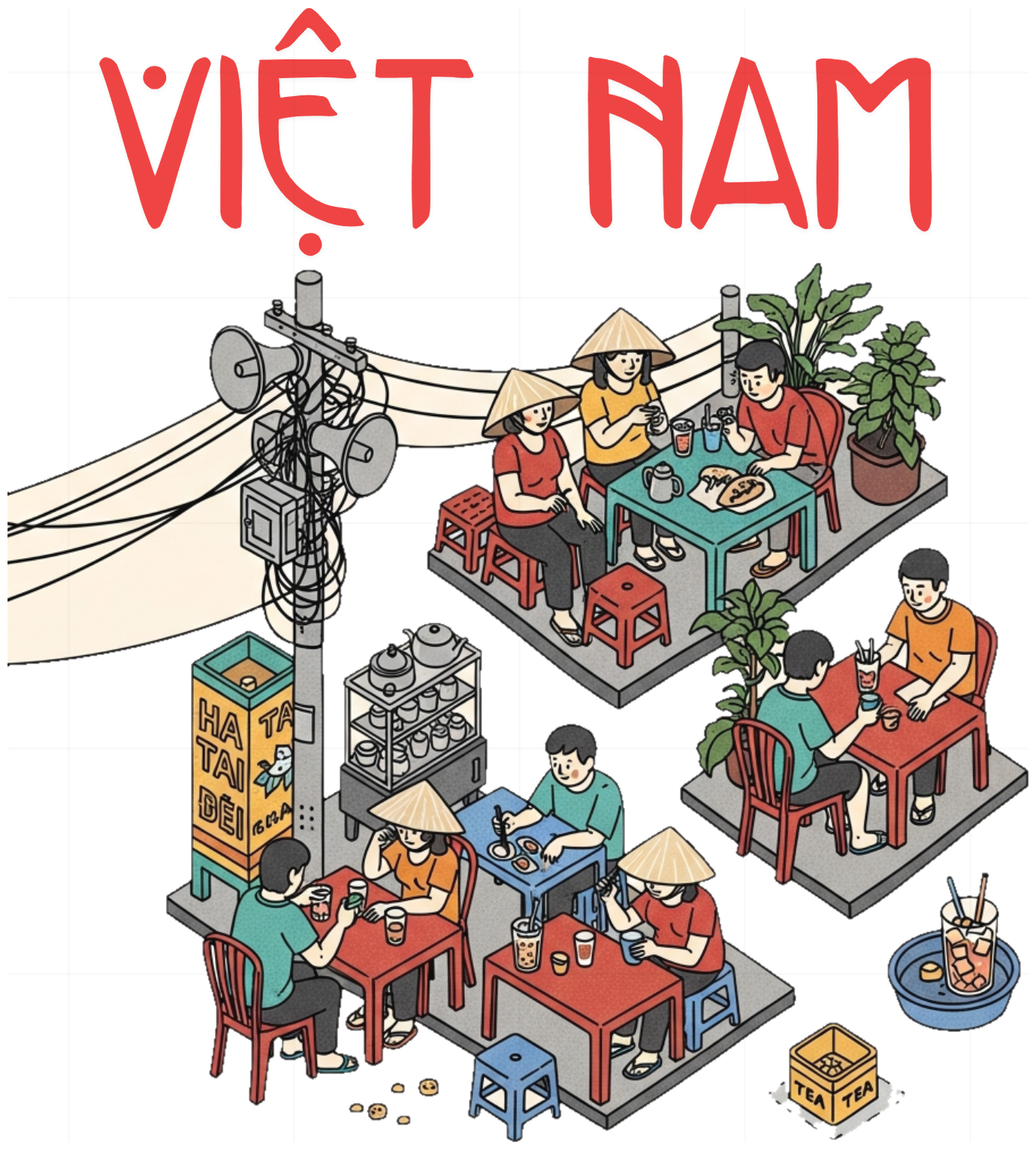 Áo Thun Trắng In Hình Nhịp Sống Vỉa Hè Việt Nam - 040426-16-48-PAO