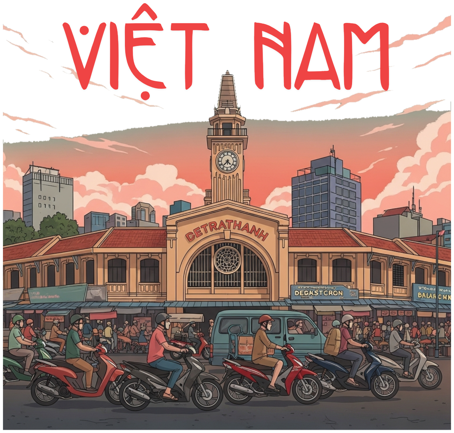 Áo Thun Việt Nam Màu Kem Hình Chợ Bến Thành - 040426-16-56-NXR